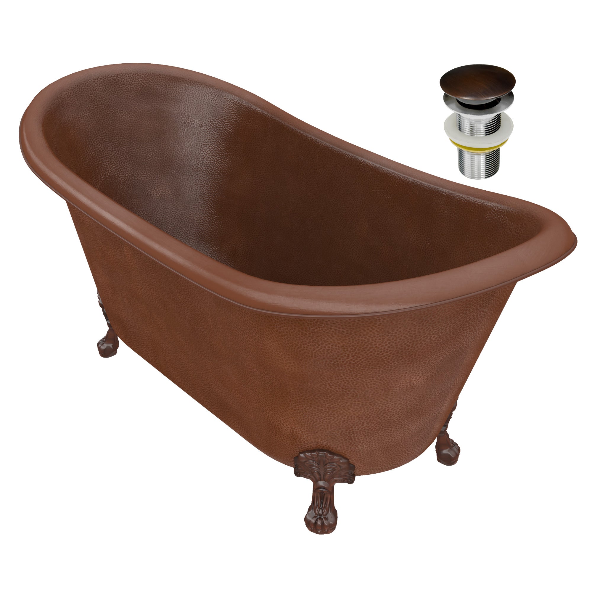 ANZZI Aeris 66 in. Handmade Copper Double Slipper Clawfoot Non-Whirlpool Bathtub ANZZI