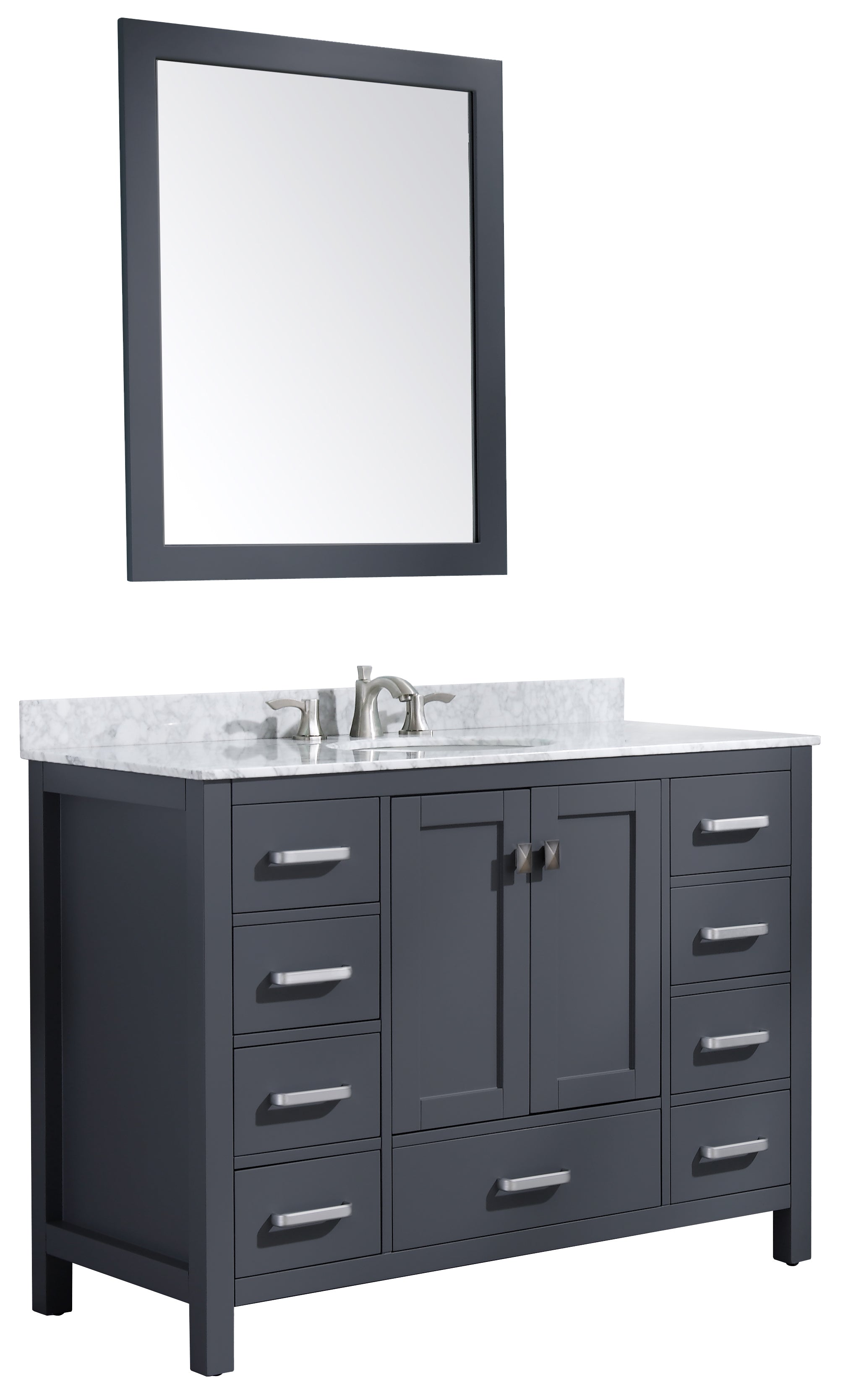 ANZZI  Chateau 48 in. W x 22 in. D Bathroom Bath Vanity Set with Carrara Marble Top with White Sink ANZZI