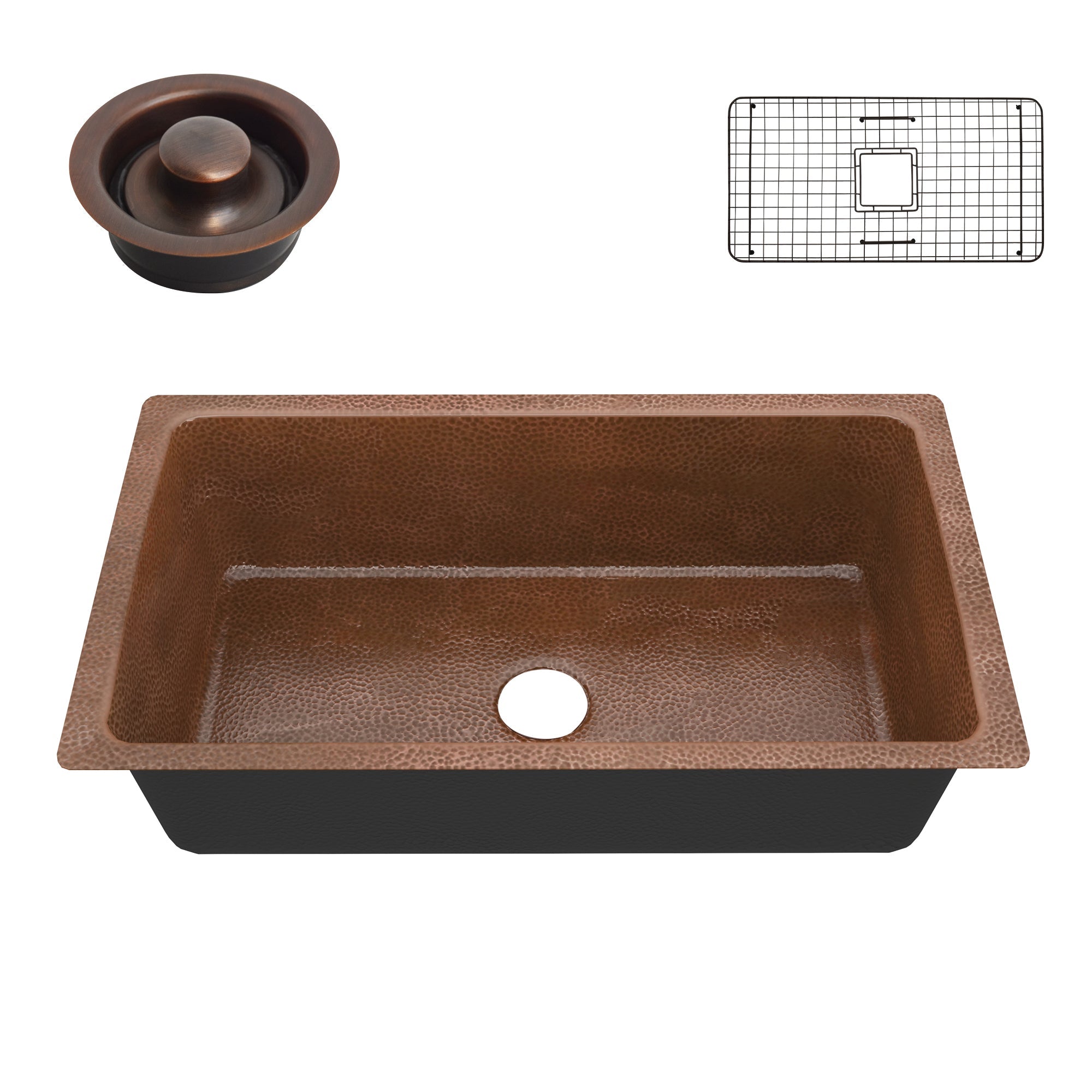 ANZZI  Gilbert Drop-in Handmade Copper 31 in. 0-Hole Single Bowl Kitchen Sink ANZZI