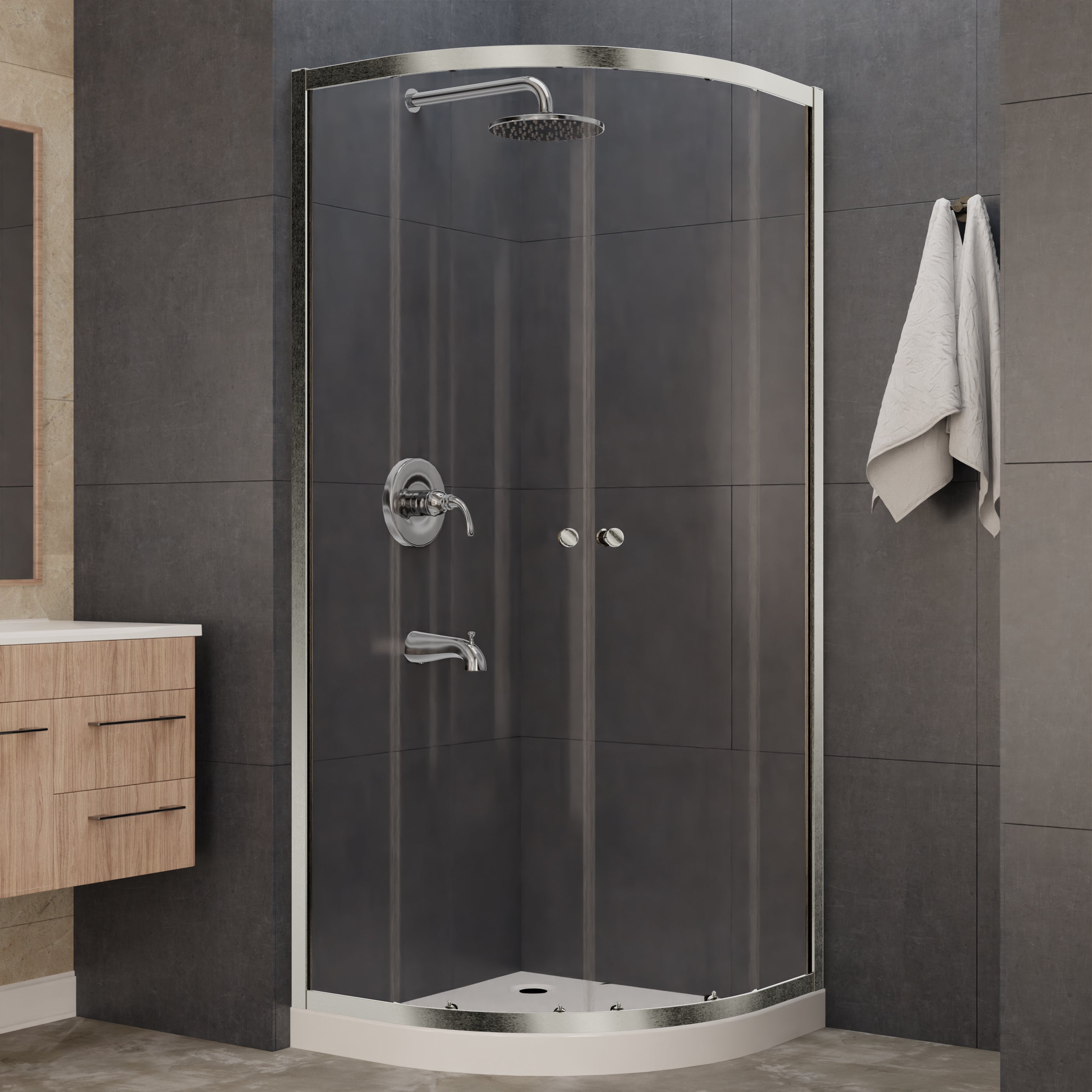 ANZZI  Mare 35 in. x 76 in. Framed Shower Enclosure with TSUNAMI GUARD ANZZI