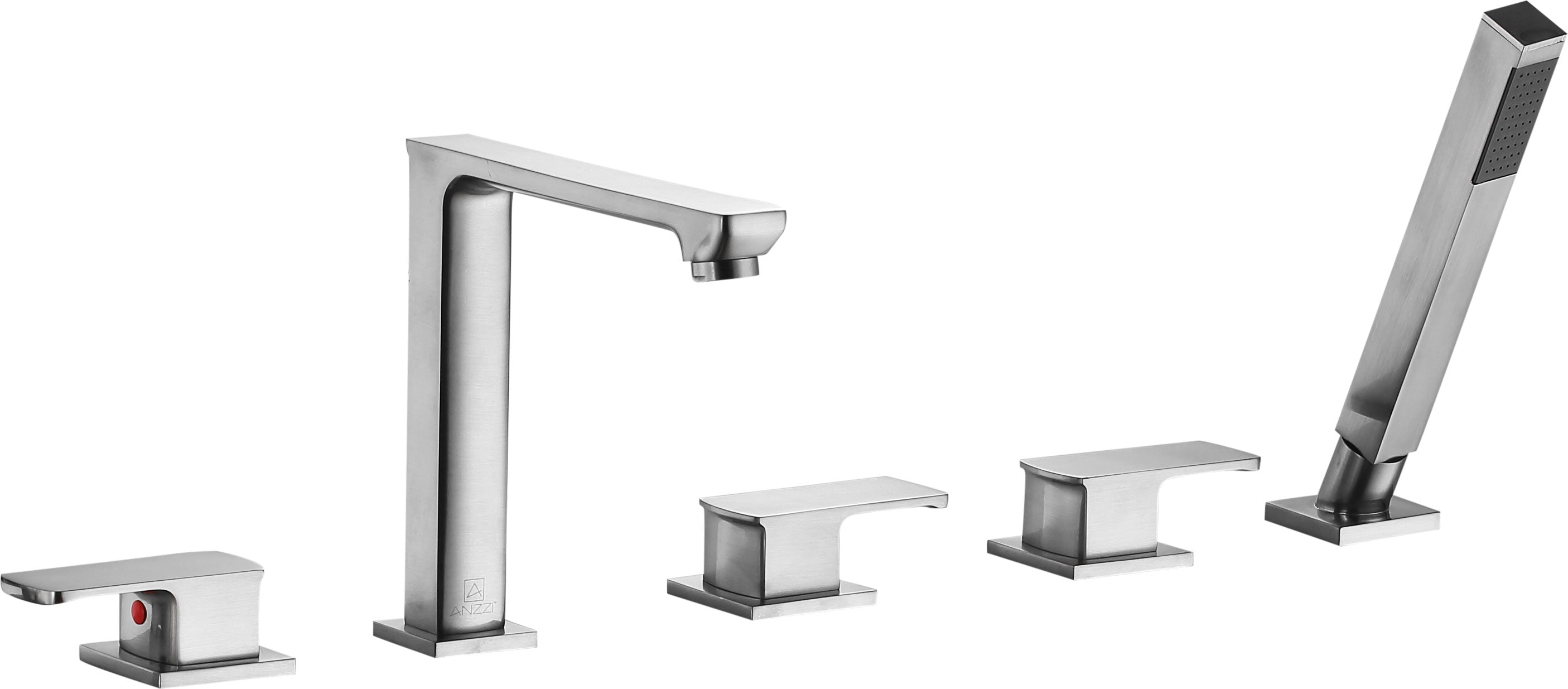 ANZZI  Shore 3-Handle Deck-Mount Roman Tub Faucet with Handheld Sprayer ANZZI