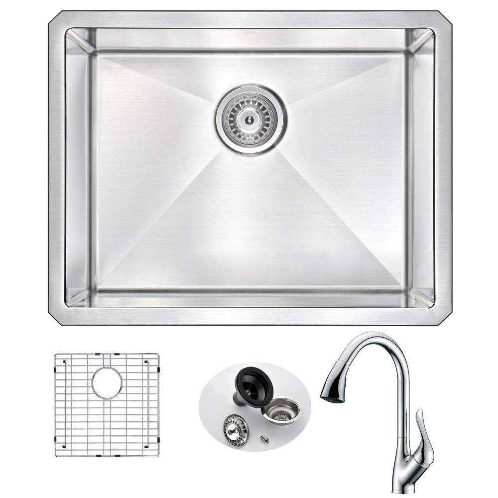 ANZZI  VANGUARD Undermount 23 in. Single Bowl Kitchen Sink with Accent Faucet ANZZI