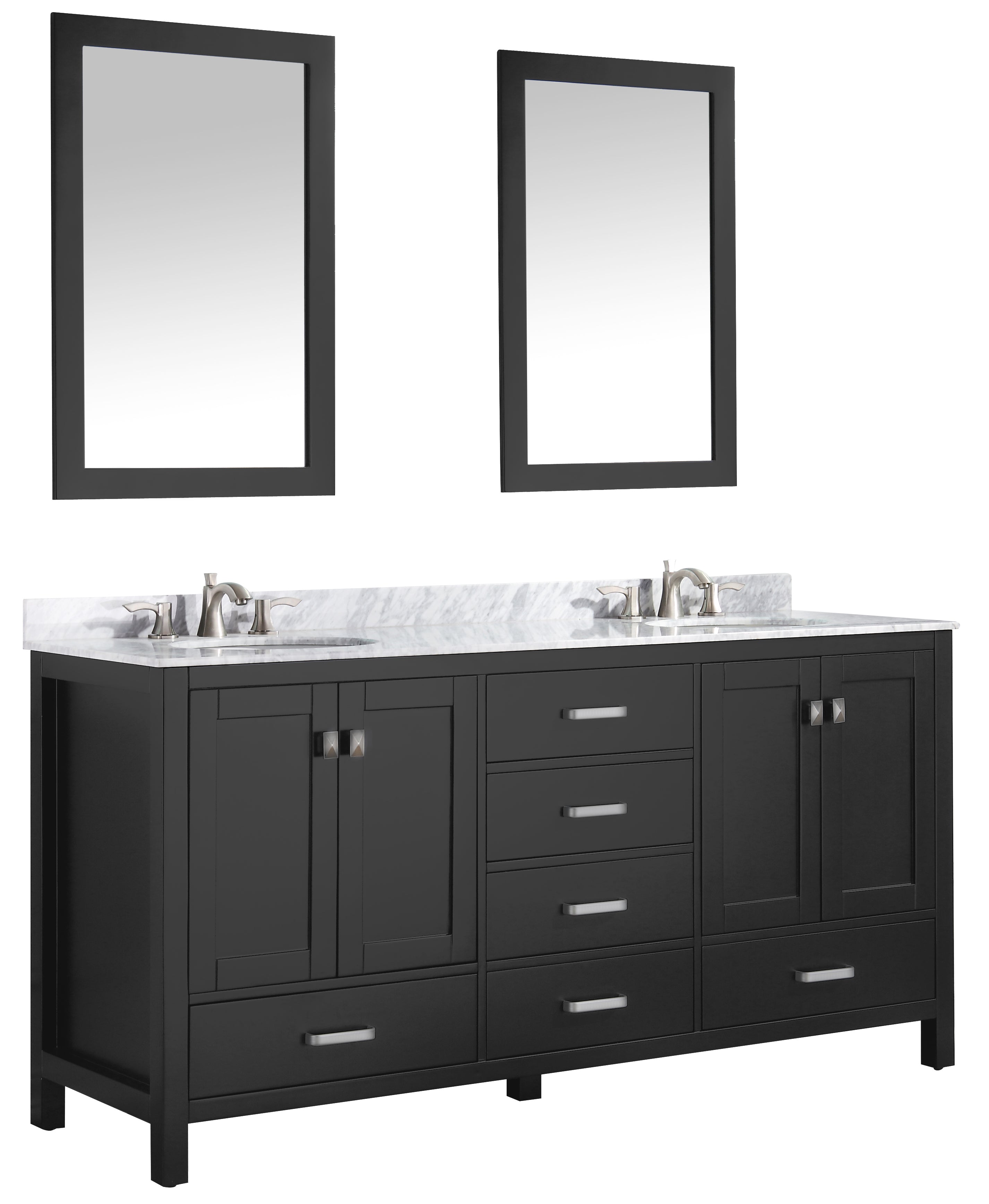 ANZZI  Chateau 72 in. W x 22 in. D Bathroom Bath Vanity Set with Carrara Marble Top with White Sink ANZZI