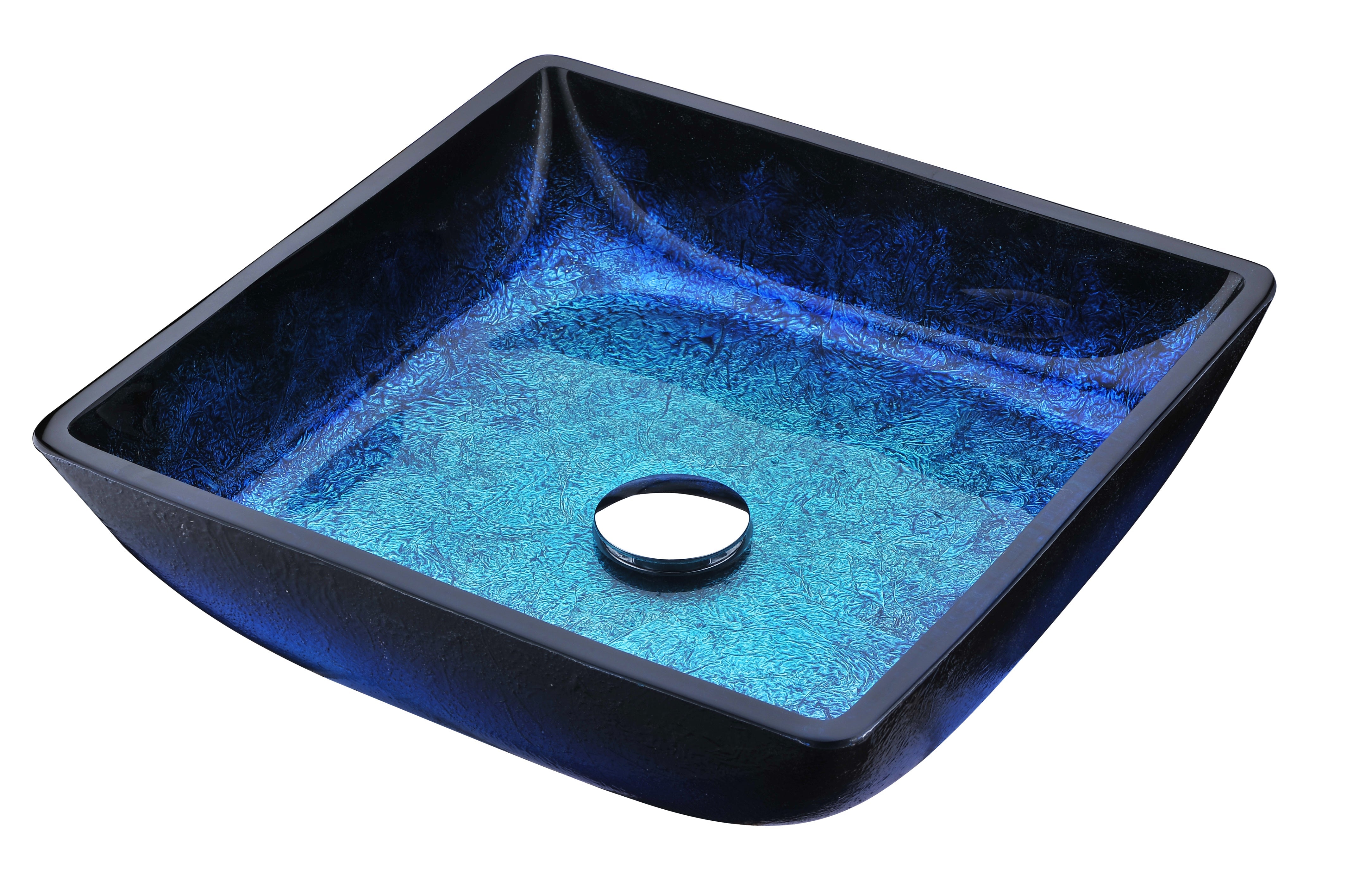 ANZZI  Viace Series Deco-Glass Vessel Sink in Blazing Blue ANZZI