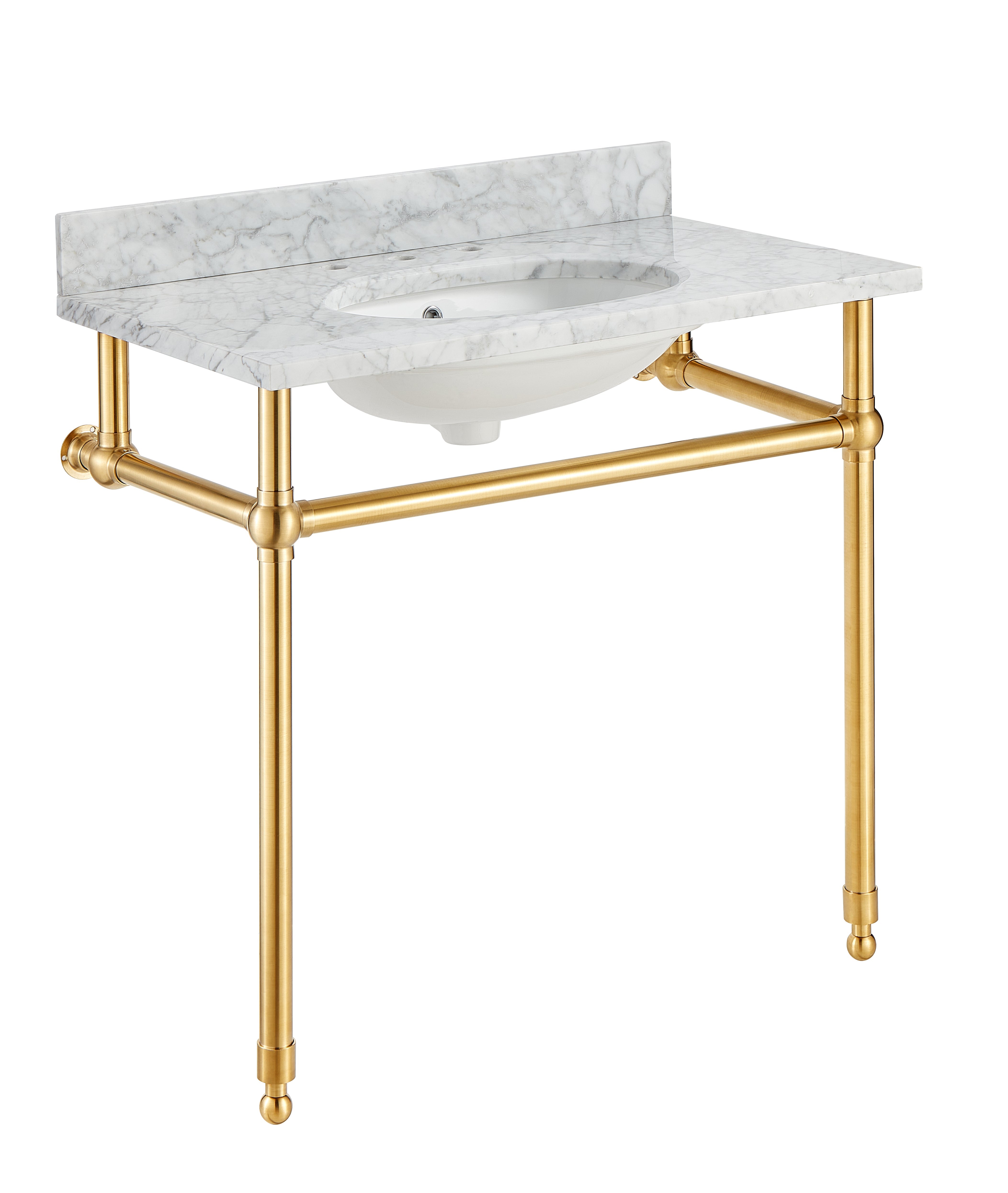 ANZZI  Verona 34.5 in. Console Sink with Carrara White Counter Top ANZZI