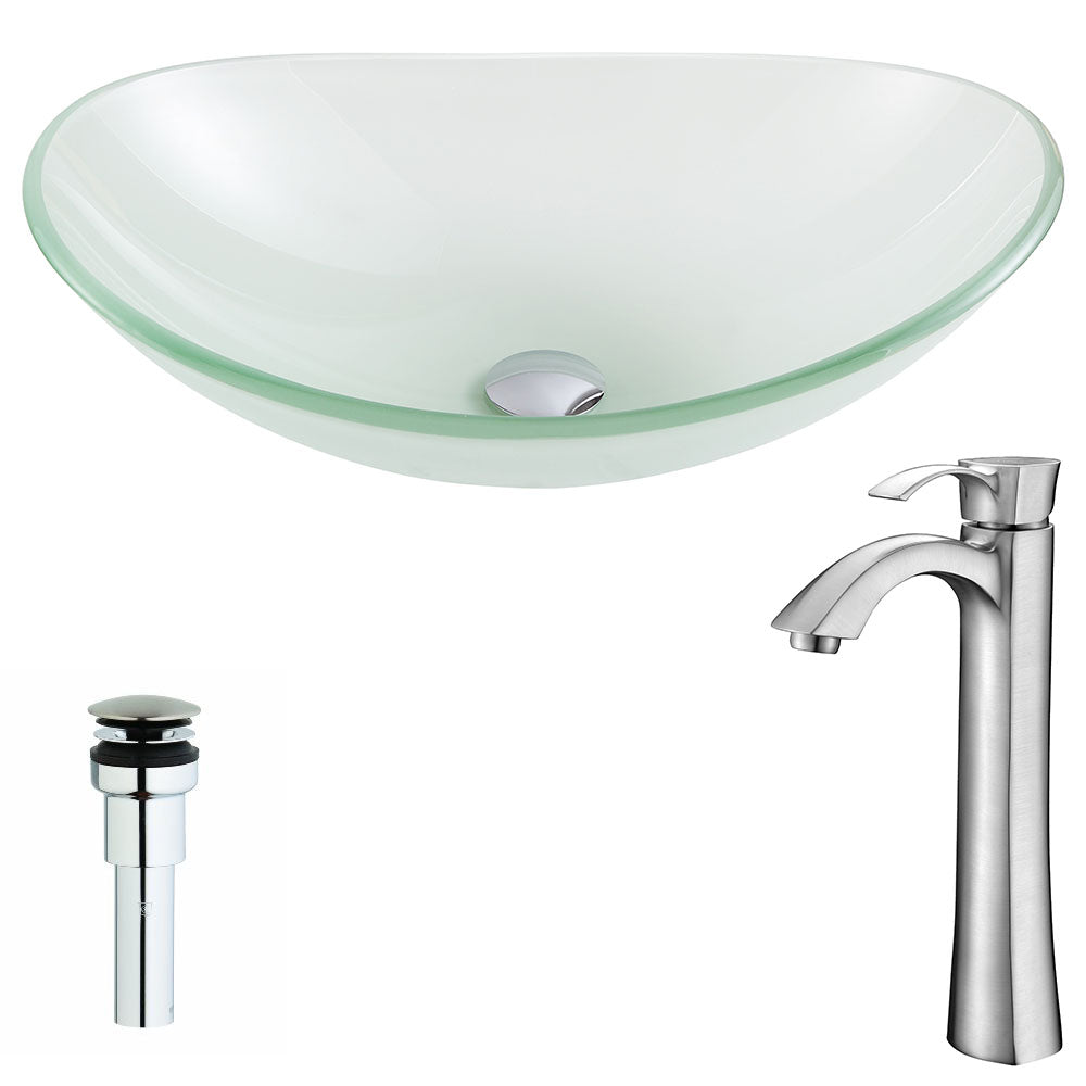 ANZZI  Forza Series Deco-Glass Vessel Sink in Lustrous Frosted with Harmony Faucet ANZZI