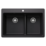 Blanco Liven SILGRANIT 33" 60/40 Double Bowl Dual Mount Kitchen Sink with Low Divide Blanco
