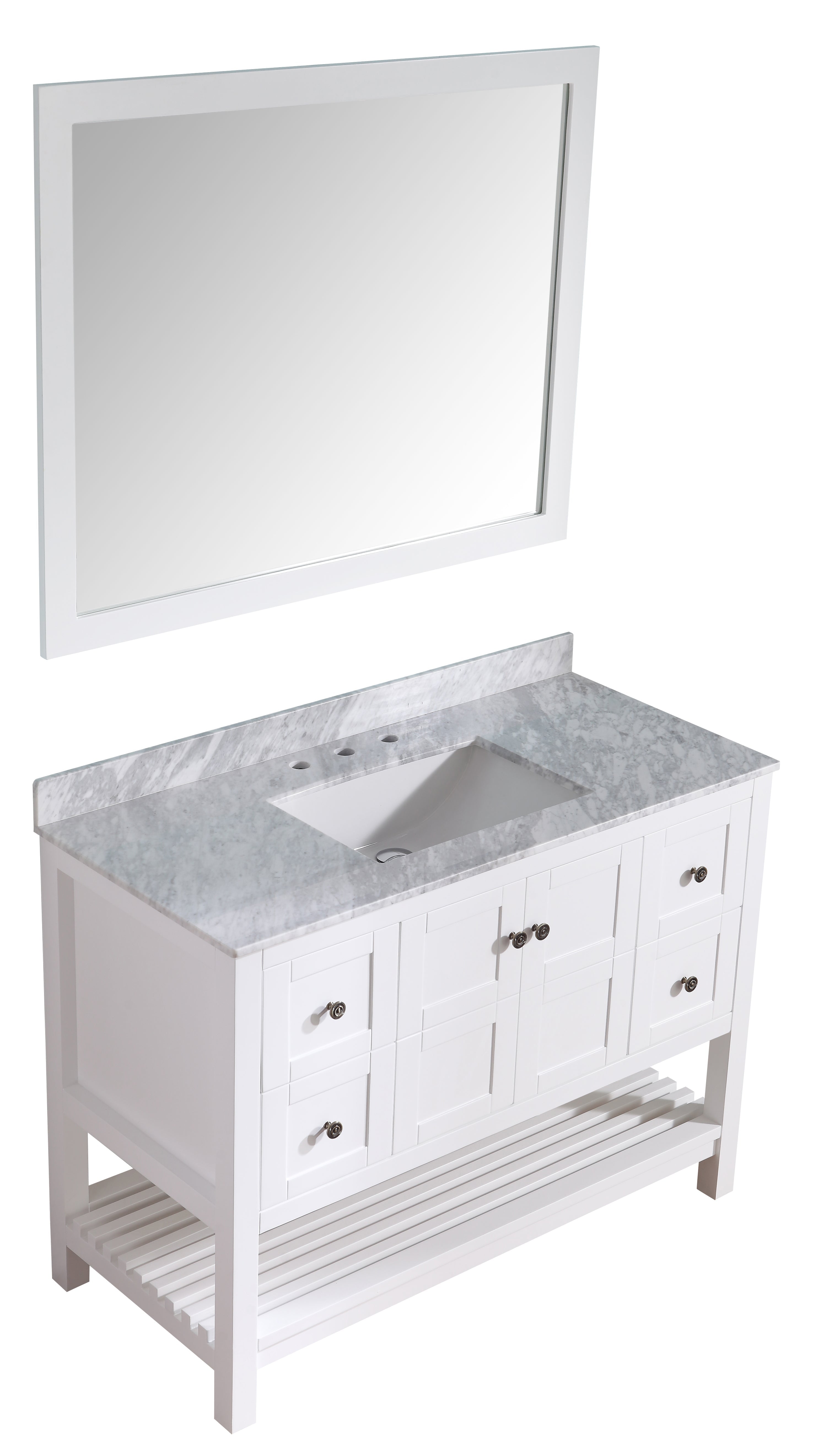 ANZZI  Montaigne 48 in. W x 22 in. D Bathroom Bath Vanity Set with Carrara Marble Top with White Sink ANZZI