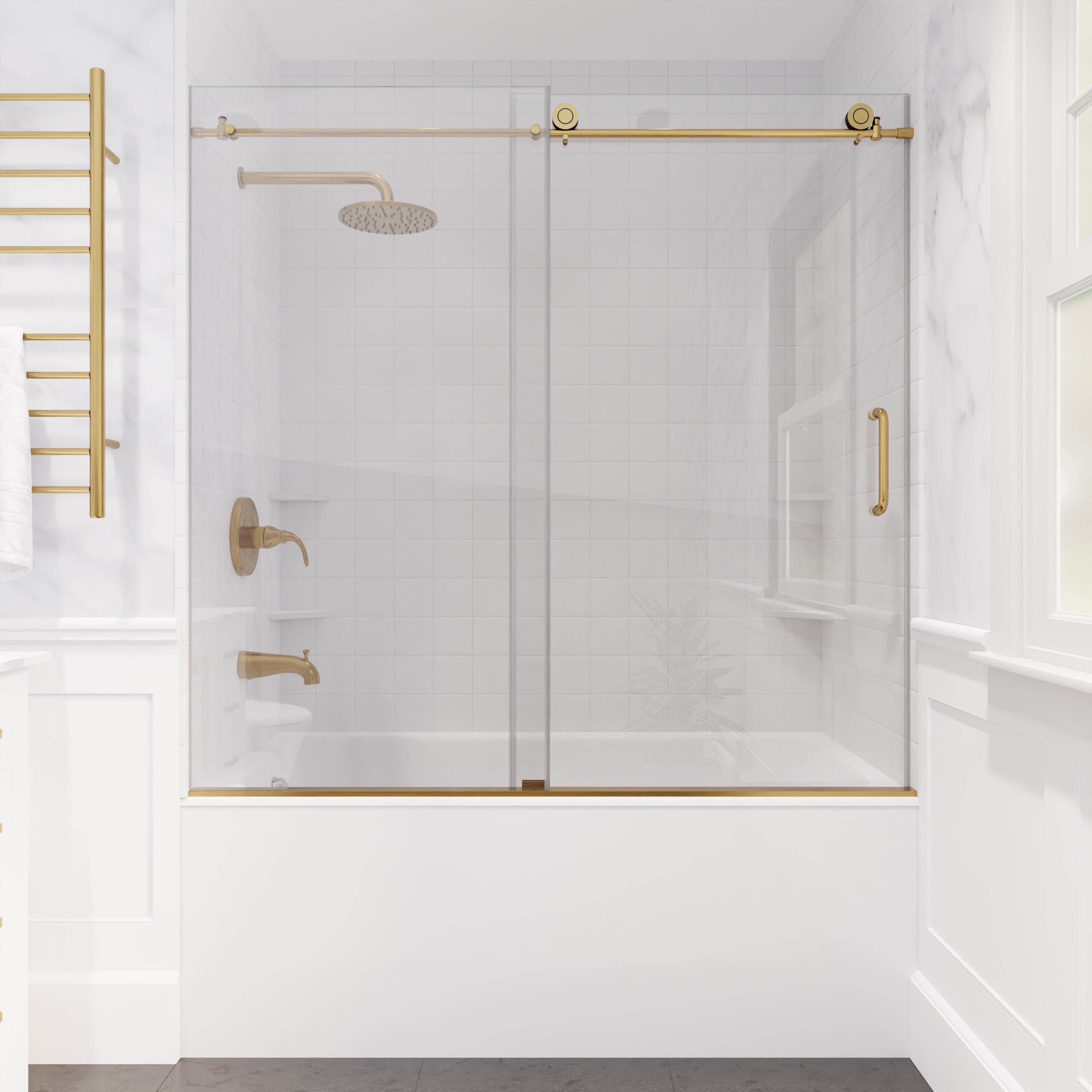 ANZZI  Raymore Series 60 in. x 62 in. Frameless Sliding Tub Door ANZZI