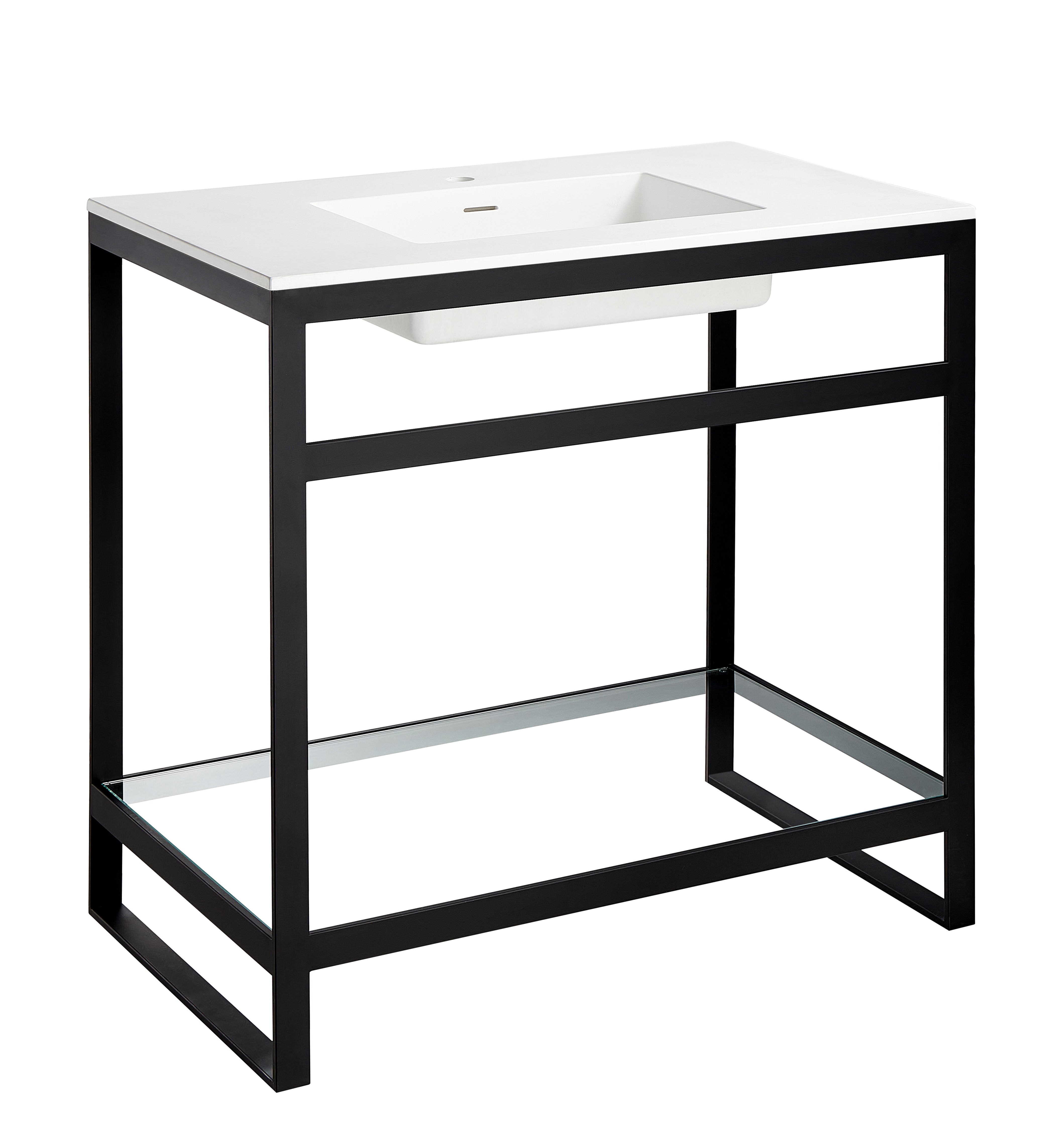ANZZI  Orchard 36 in. Console Sink with Glossy White Counter Top ANZZI