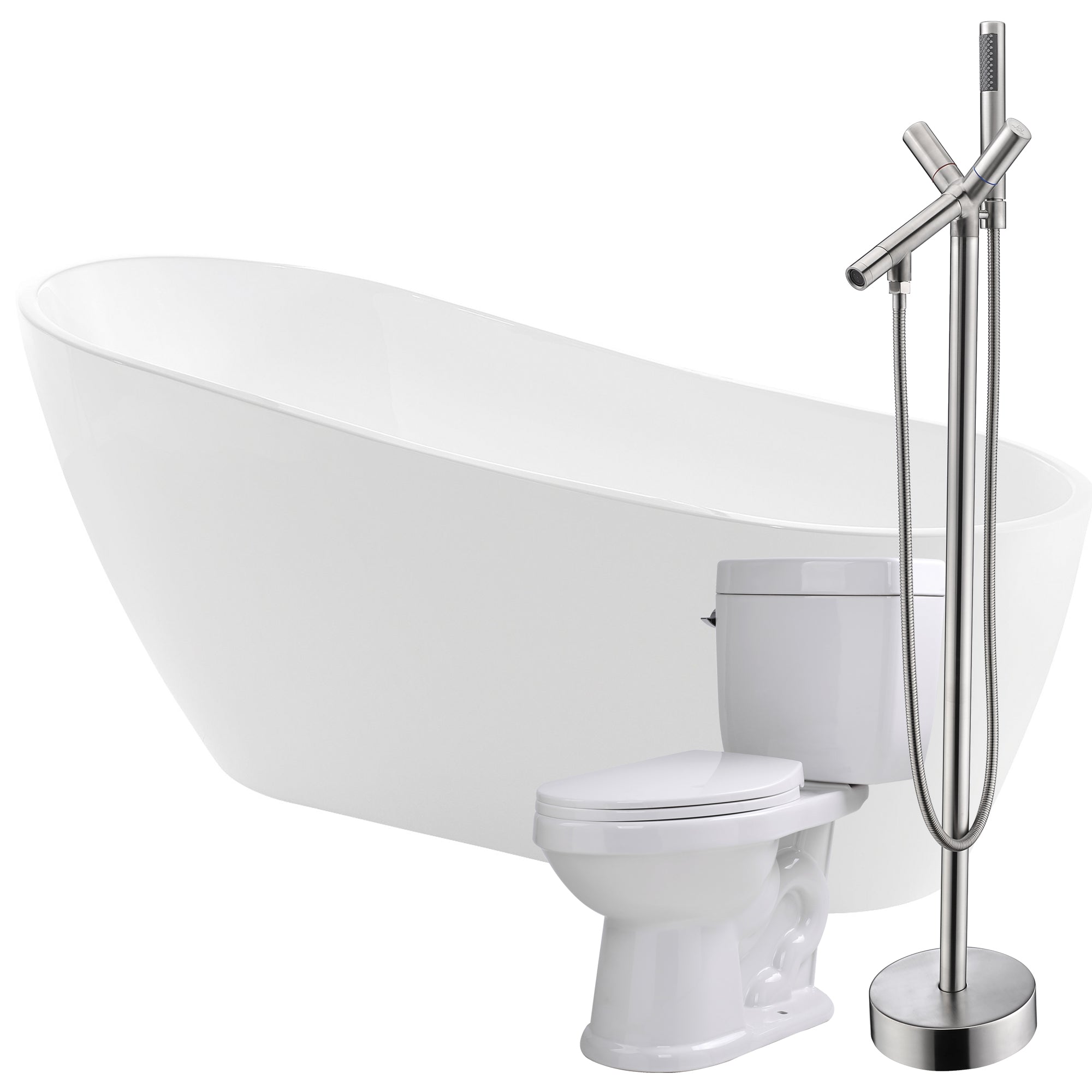 ANZZI  Trend 67 in. Acrylic Flatbottom Non-Whirlpool Bathtub with Havasu Faucet and Talos 1.6 GPF Toilet ANZZI