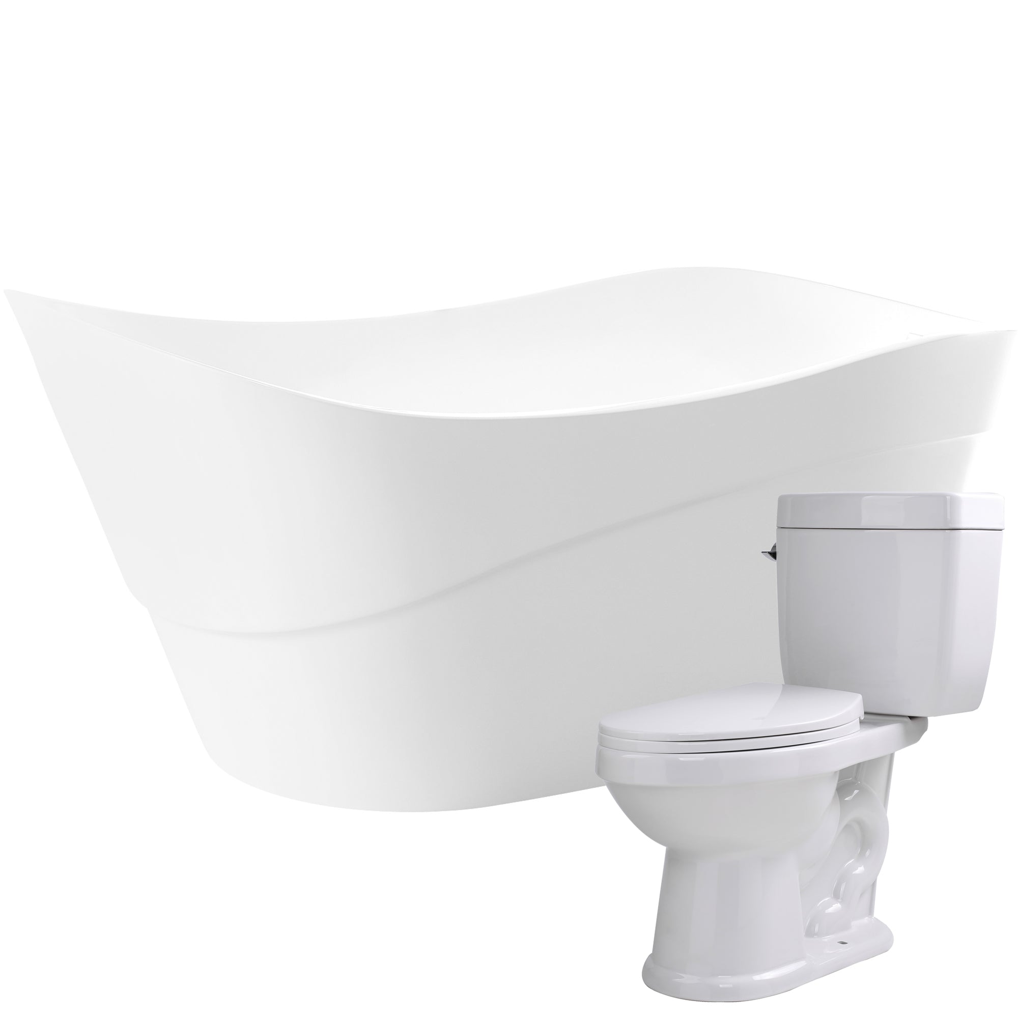 ANZZI  Kahl 67 in. Acrylic Flatbottom Non-Whirlpool Bathtub with Talos 2-piece 1.6 GPF Single Flush Toilet ANZZI