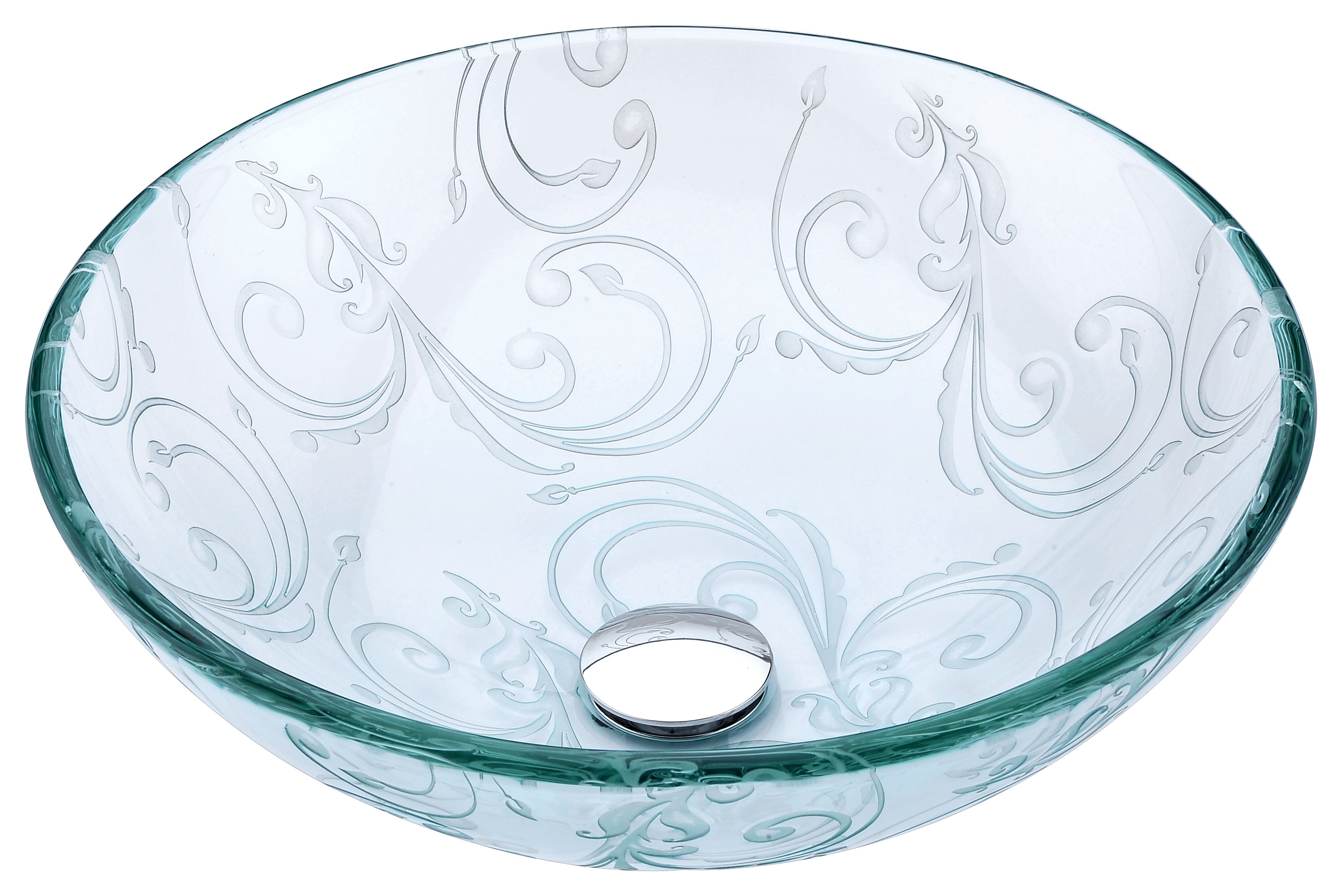 ANZZI  Vieno Series Vessel Sink with Pop-Up Drain in Crystal Clear Floral ANZZI