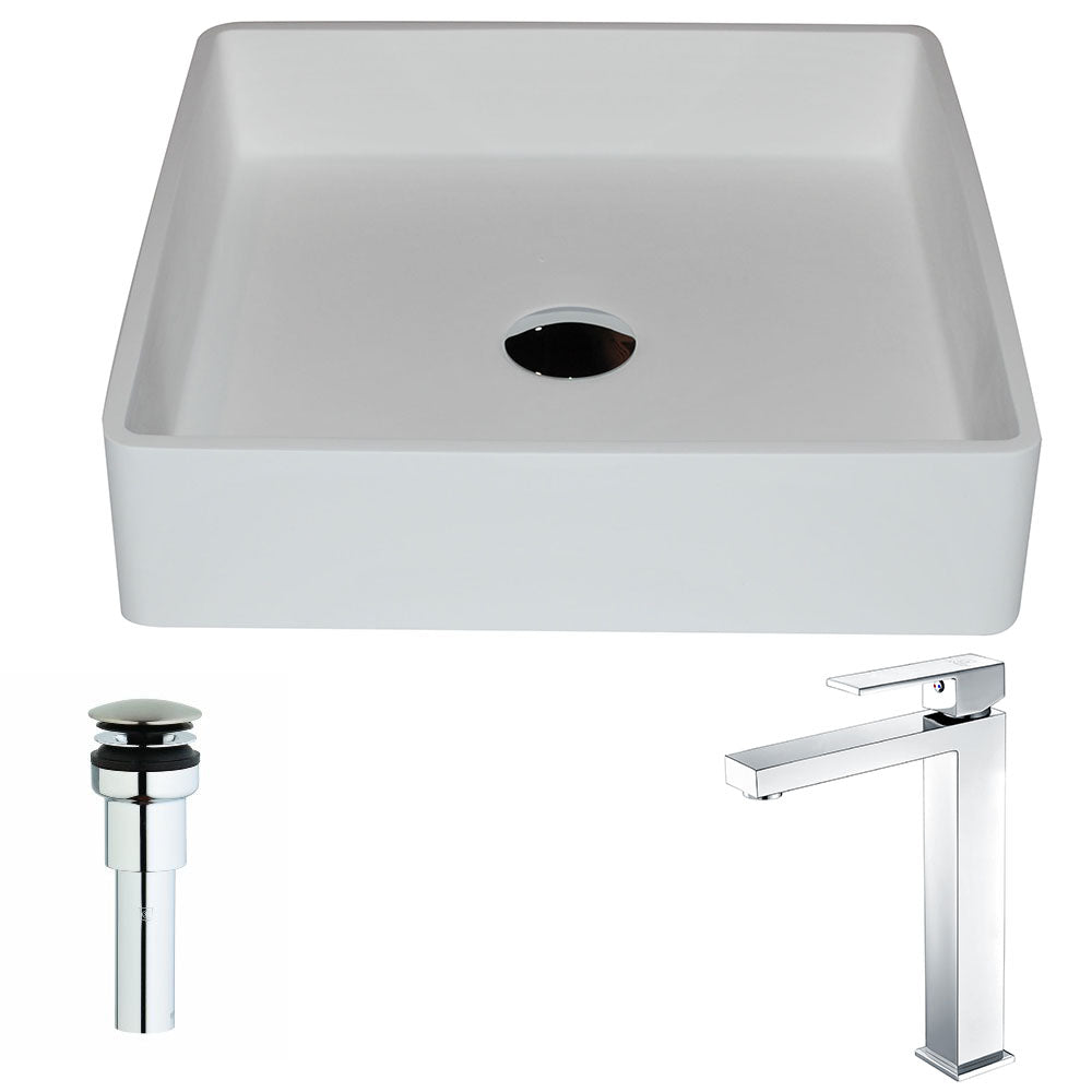 ANZZI  Passage Series 1-Piece Solid Surface Vessel Sink with Enti Faucet ANZZI
