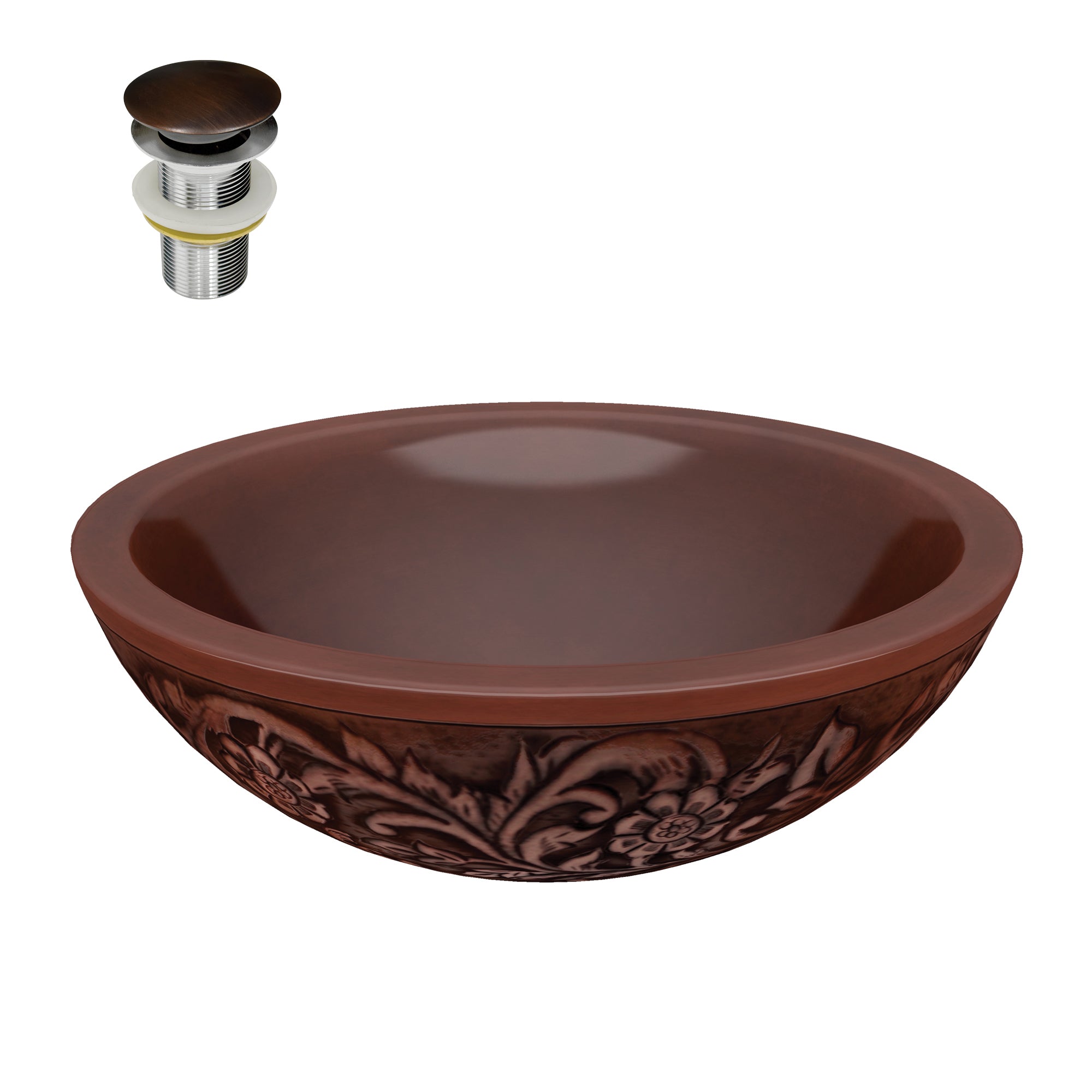 ANZZI  Theban 16 in. Handmade Vessel Sink with Floral Design Exterior ANZZI