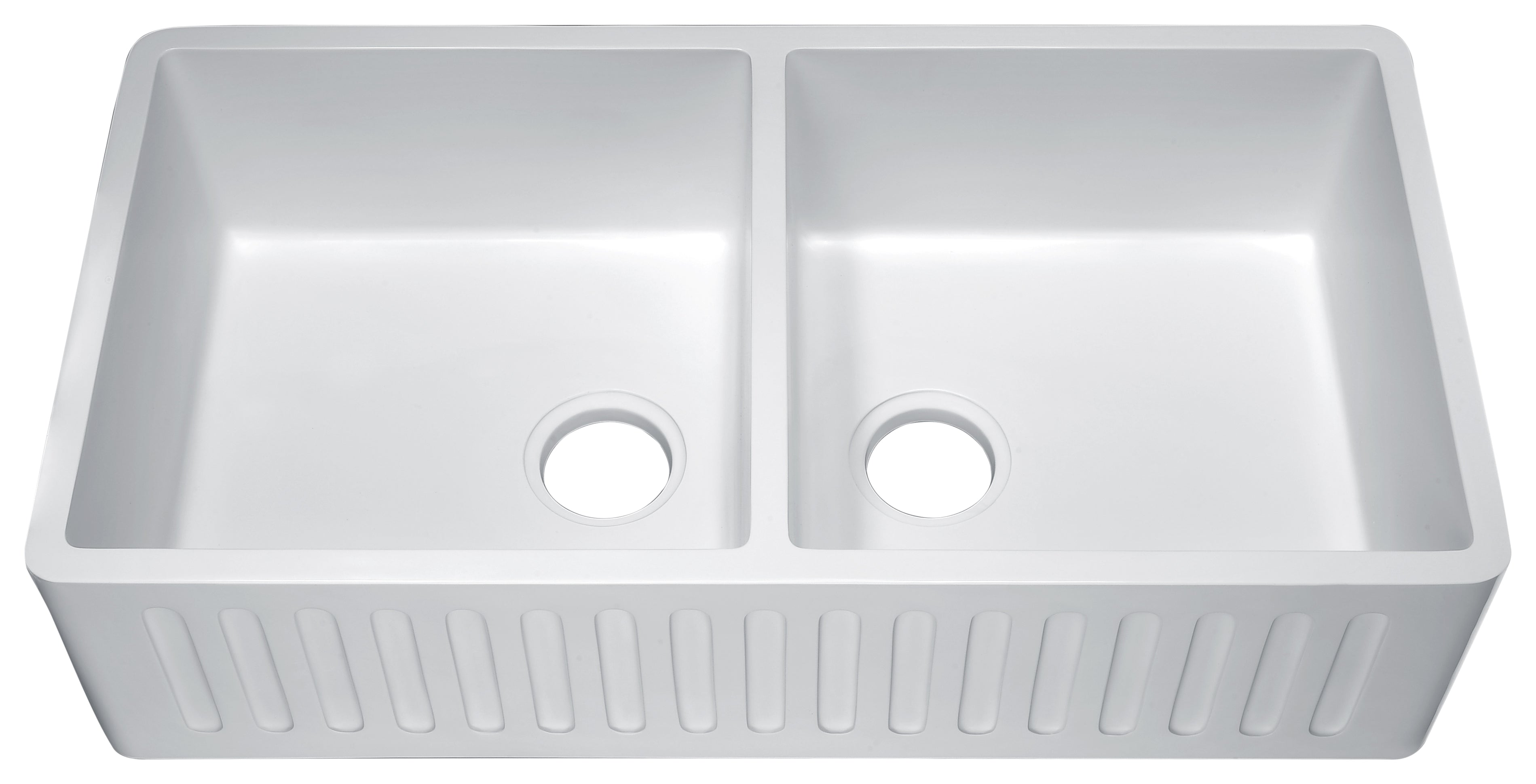 ANZZI  Roine Farmhouse Reversible Glossy Solid Surface 35 in. Double Basin Kitchen Sink ANZZI