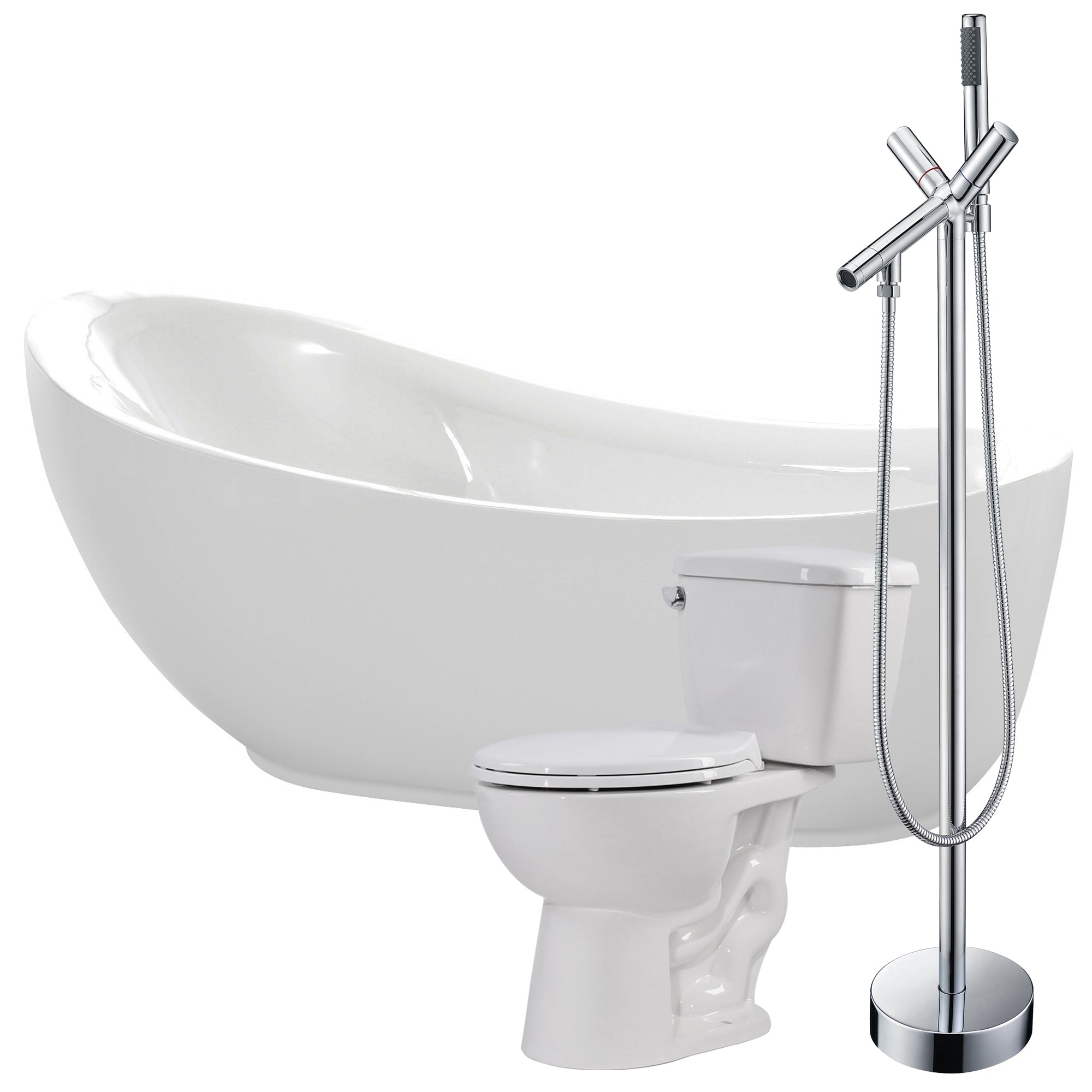 ANZZI  Talyah 71 in. Acrylic Soaking Bathtub with Havasu Faucet and Cavalier 1.28 GPF Toilet ANZZI