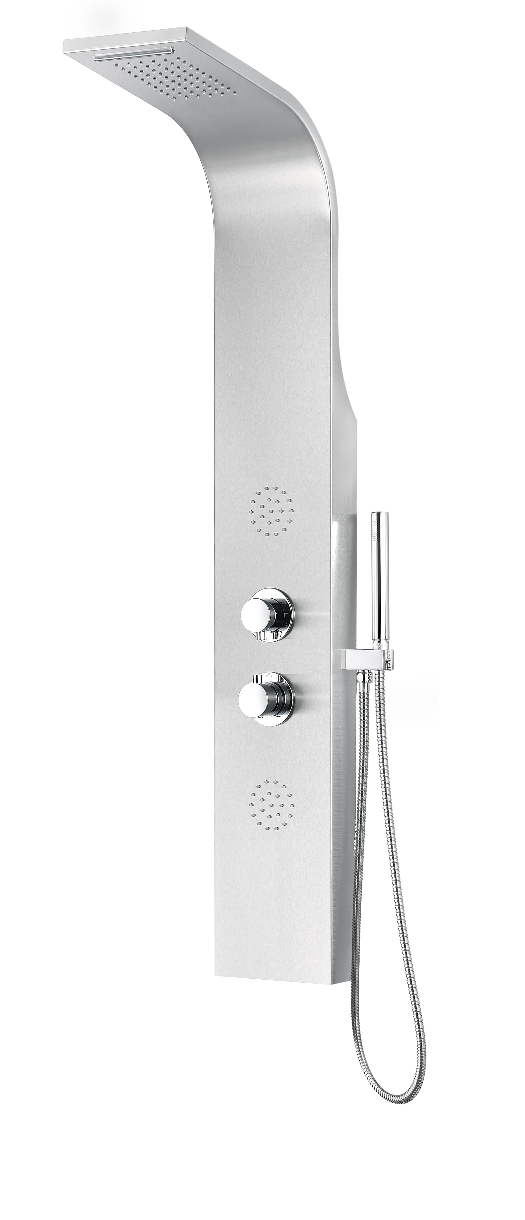 ANZZI  Vanzer 52 in. Full Body Shower Panel with Heavy Rain Shower and Spray Wand in Brushed Steel ANZZI