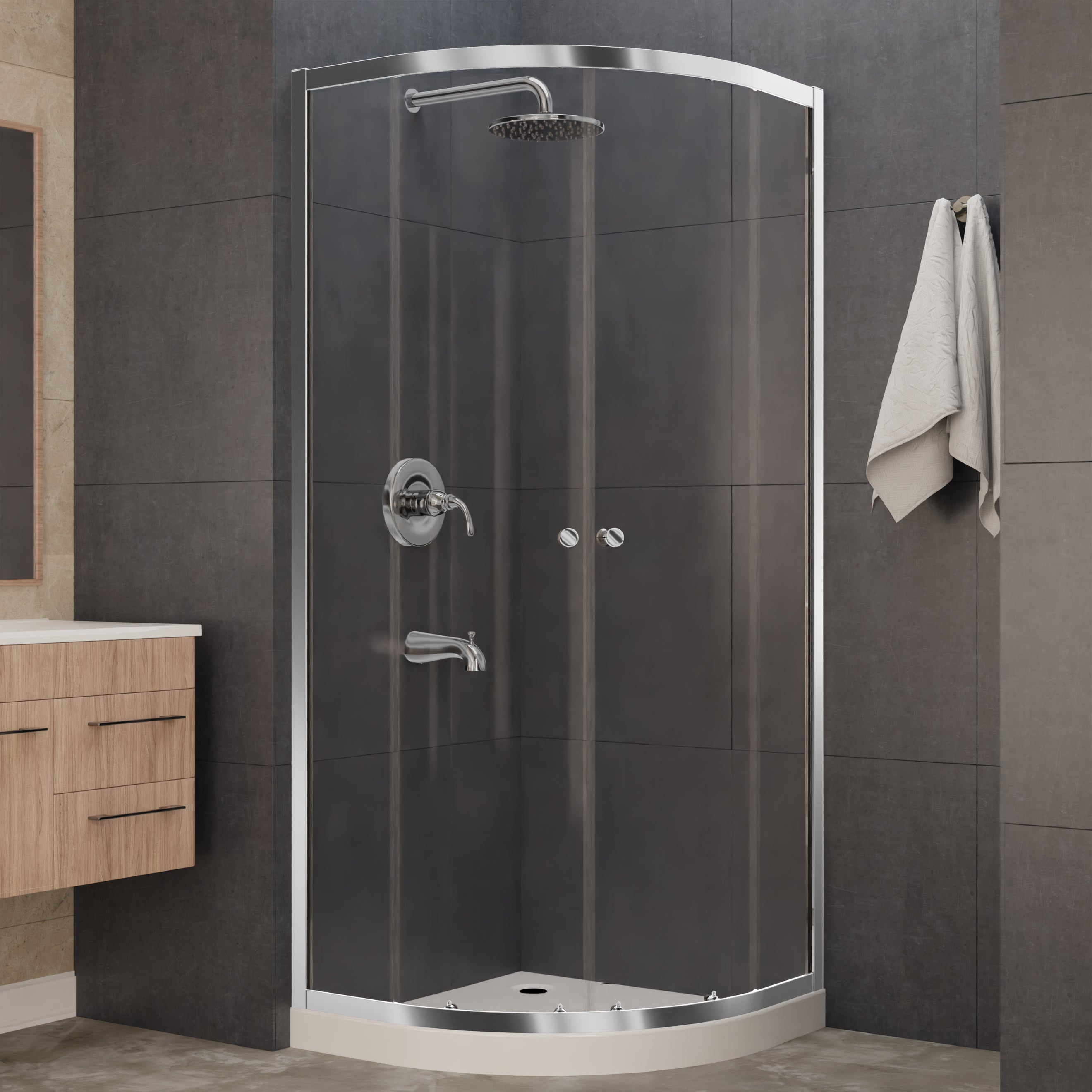 ANZZI  Mare 35 in. x 76 in. Framed Shower Enclosure with TSUNAMI GUARD ANZZI