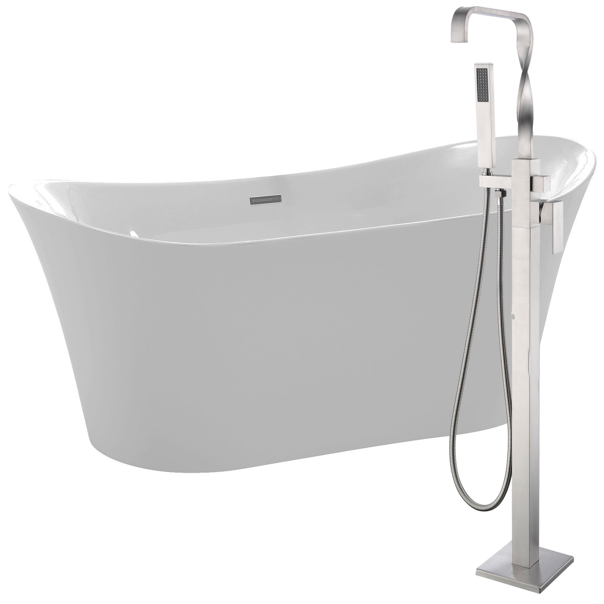 ANZZI  Eft 67 in. Acrylic Flatbottom Non-Whirlpool Bathtub with Yosemite Faucet ANZZI