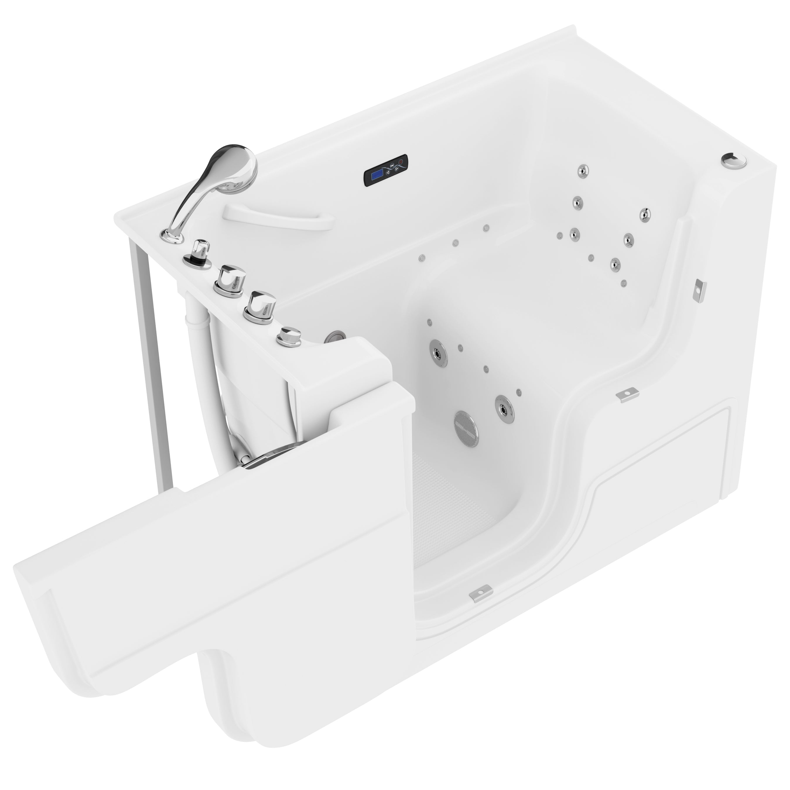 ANZZI  FULLY LOADED Wheelchair Access Walk-in Tub with Air and Whirlpool Jets Hot Tub | Quick Fill Waterfall Tub Filler with 6 Setting Handheld Shower Sprayer | Including Aromatherapy, LED Lights, V-Shaped Back Jets, and Auto Drain | 2953WCLWD ANZZI