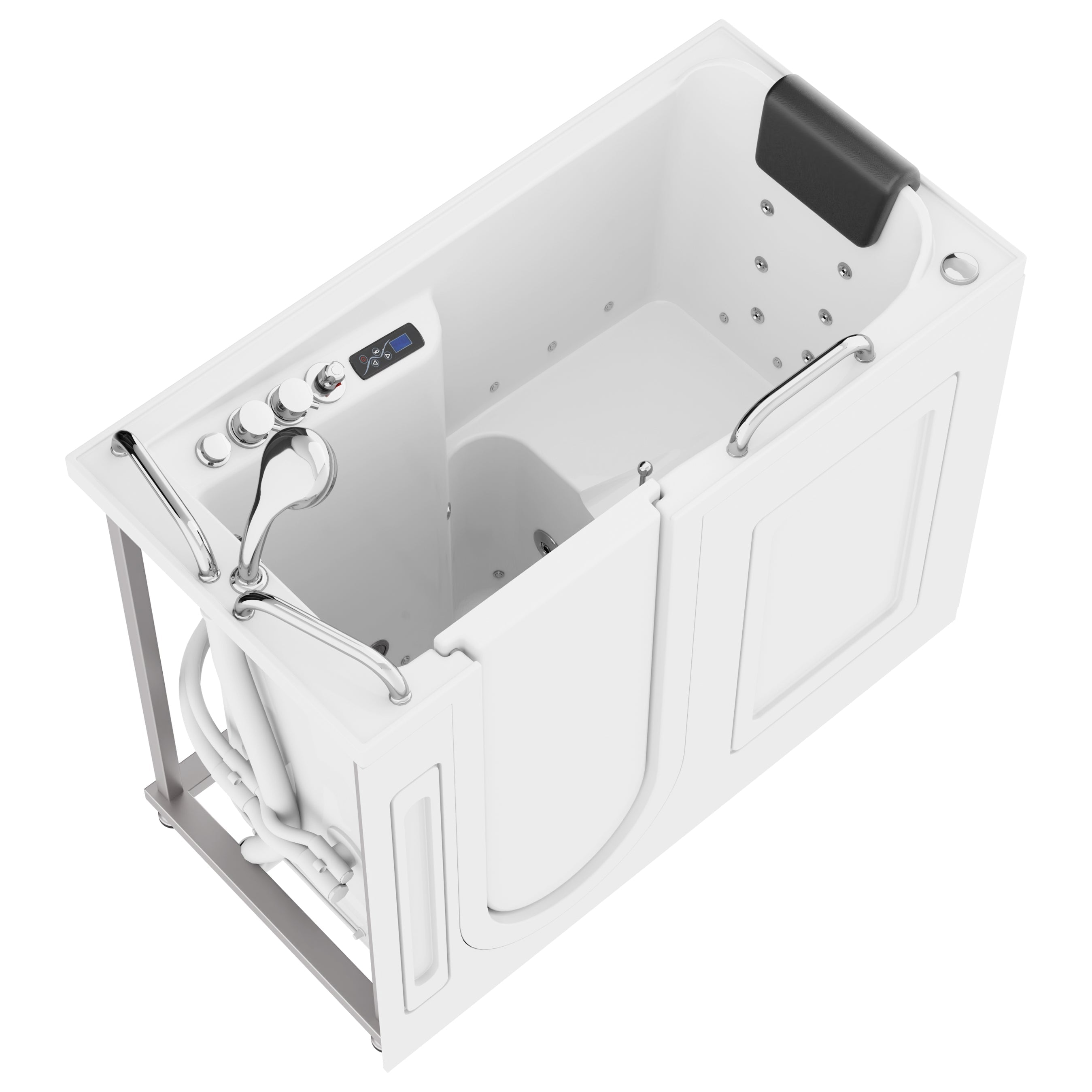 ANZZI  FULLY LOADED Walk-in Bathtub with Air Jets and Whirlpool Massage Jets Hot Tub | Quick Fill Waterfall Tub Filler with 6 Setting Handheld Shower Sprayer | Including Aromatherapy, LED Lights, V-Shaped Back Jets, and Auto Drain | 2753FLWL ANZZI