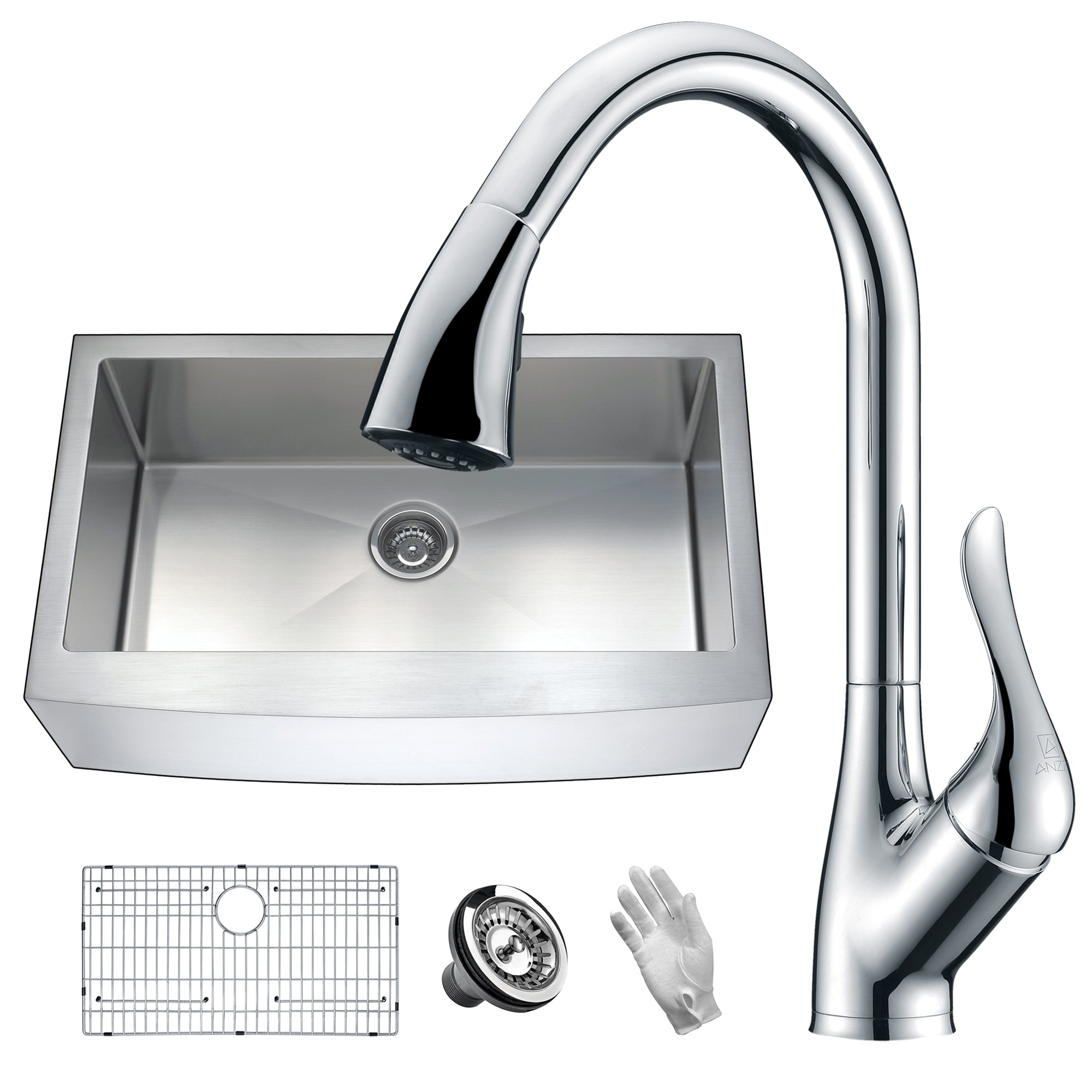 ANZZI  Elysian Farmhouse 36 in. Single Bowl Kitchen Sink with Faucet ANZZI