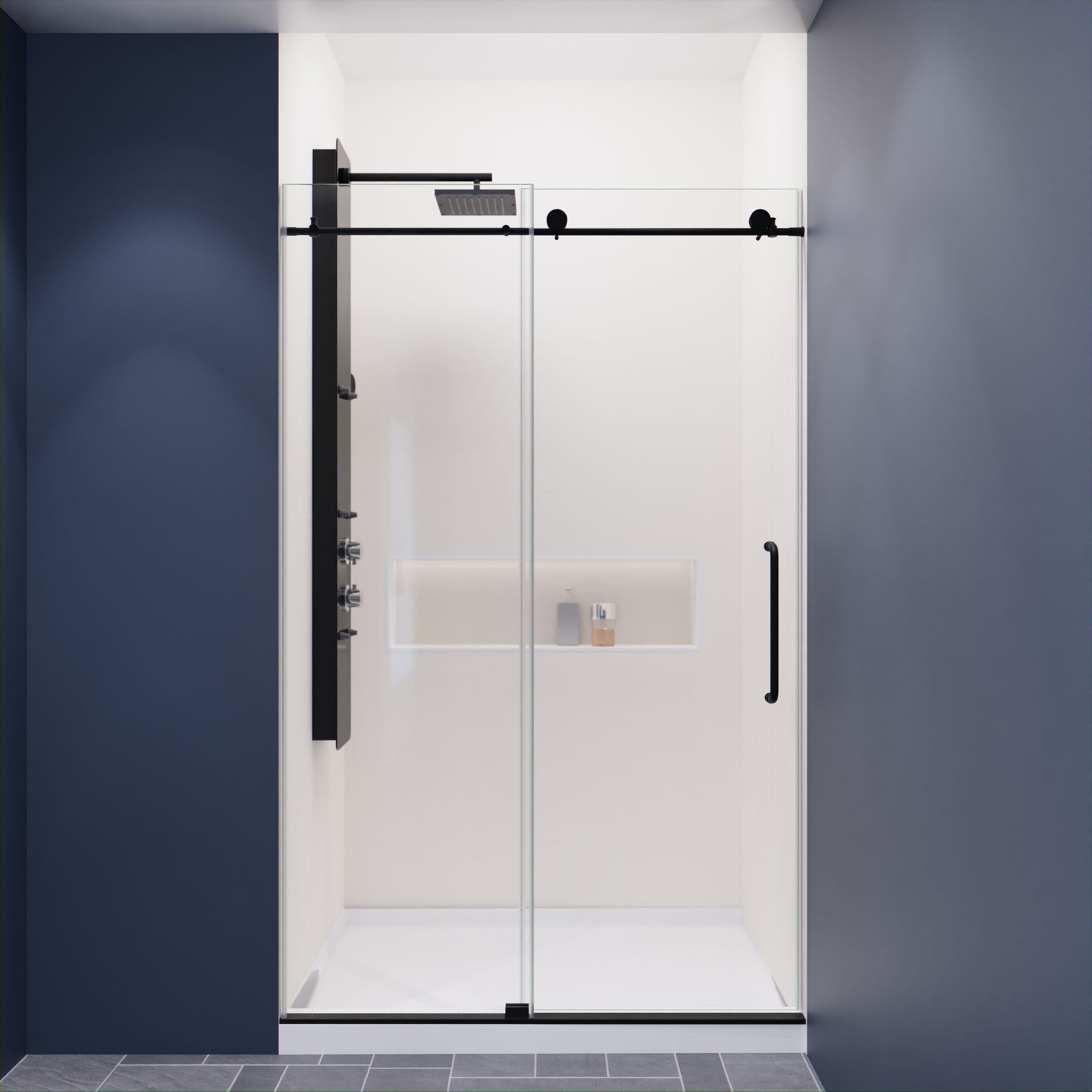 ANZZI Series 48 in. by 76 in. Frameless Sliding Shower Door with Handle ANZZI