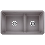 Blanco Precis SILGRANIT 33" 60/40 Reversible Double Bowl Undermount Kitchen Sink with Low Divide Blanco