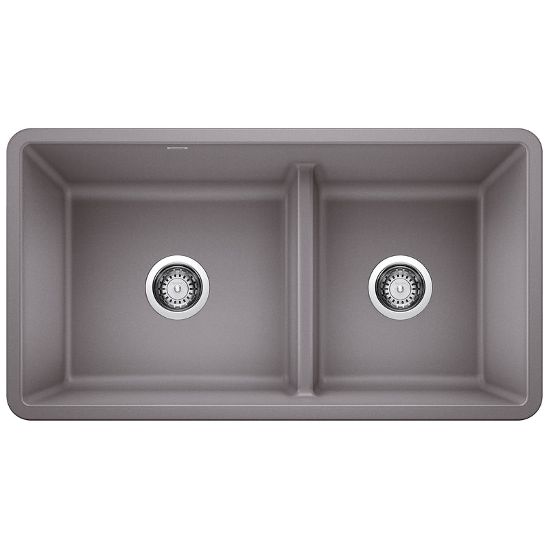 Blanco Precis SILGRANIT 33" 60/40 Reversible Double Bowl Undermount Kitchen Sink with Low Divide Blanco