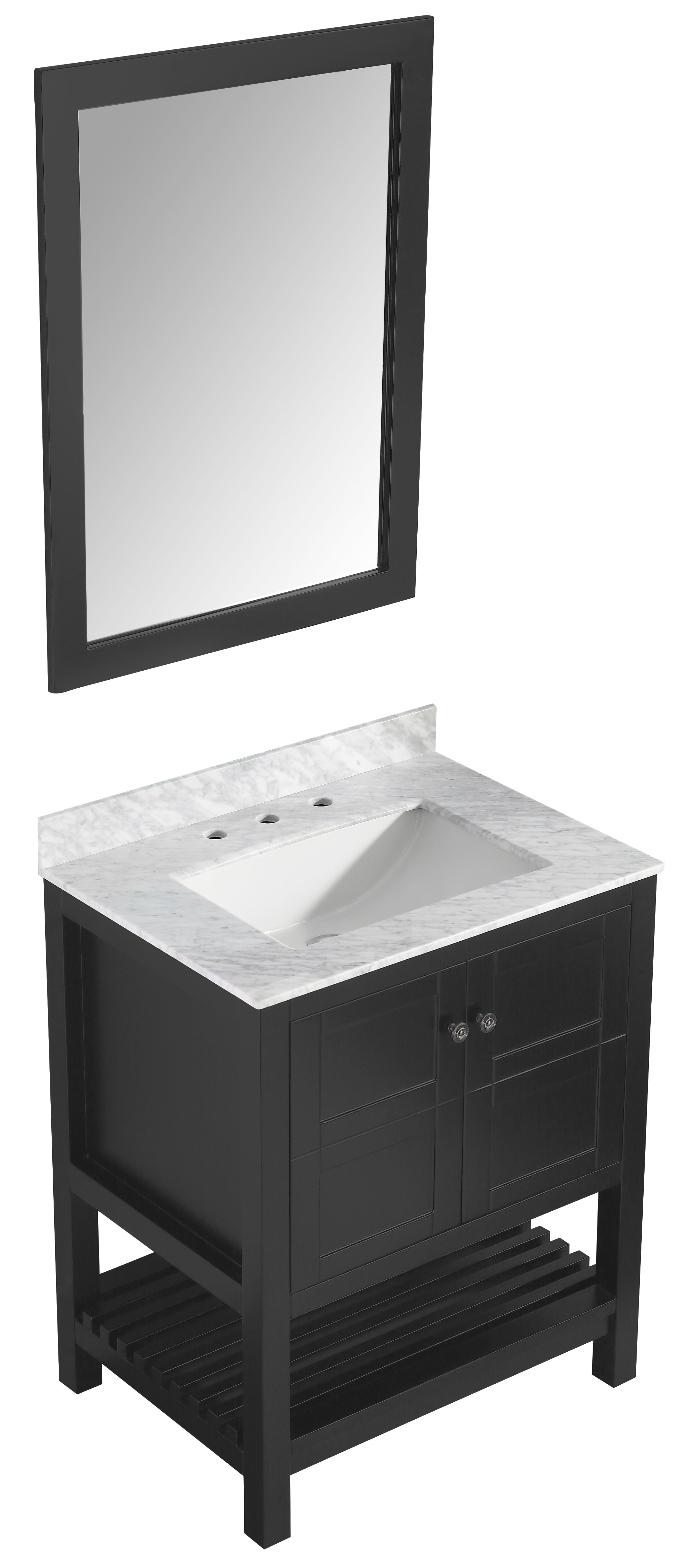 ANZZI  Montaigne 30 in. W x 22 in. D Bathroom Bath Vanity Set with Carrara Marble Top with White Sink ANZZI