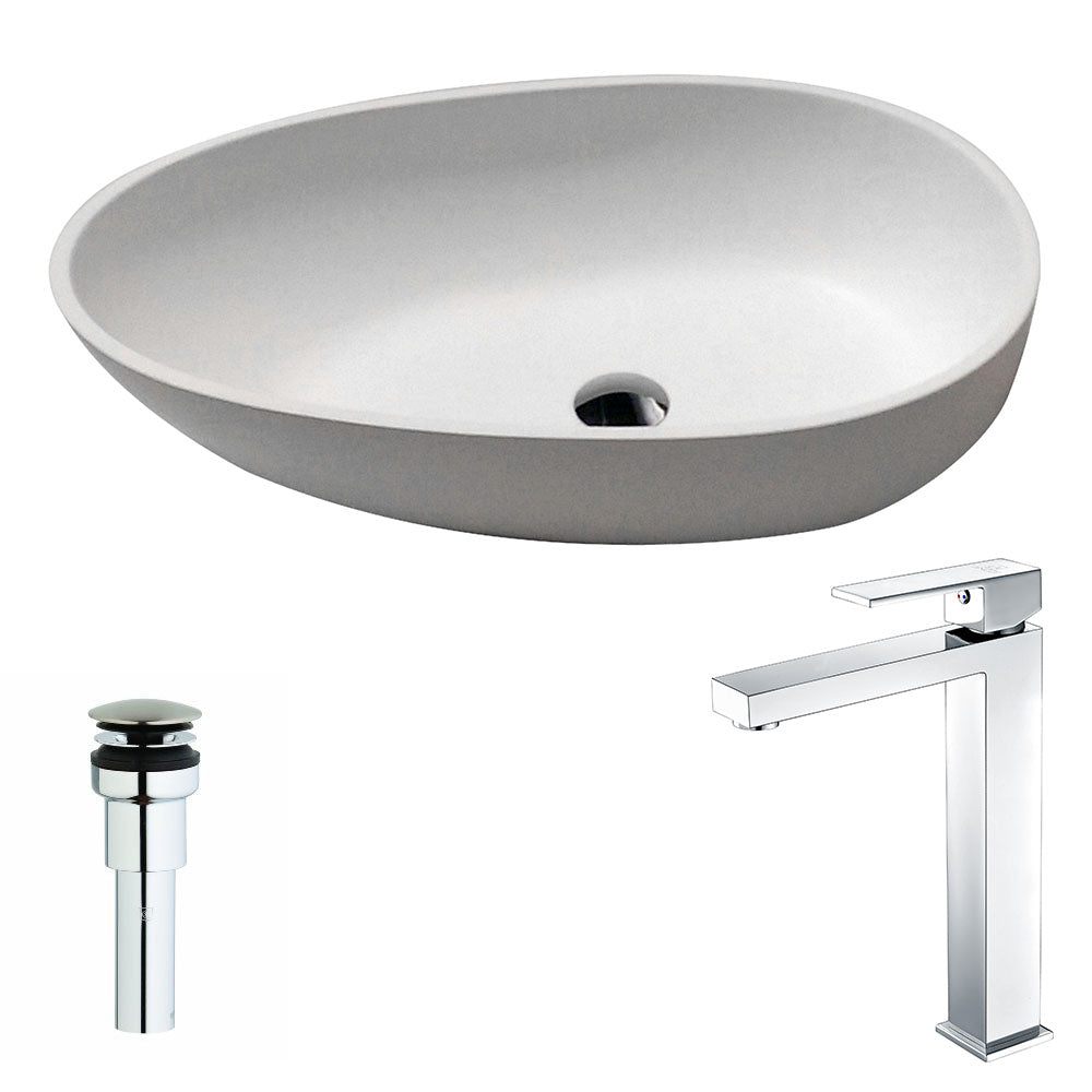 ANZZI  Trident One Piece Solid Surface Vessel Sink with Enti Faucet ANZZI