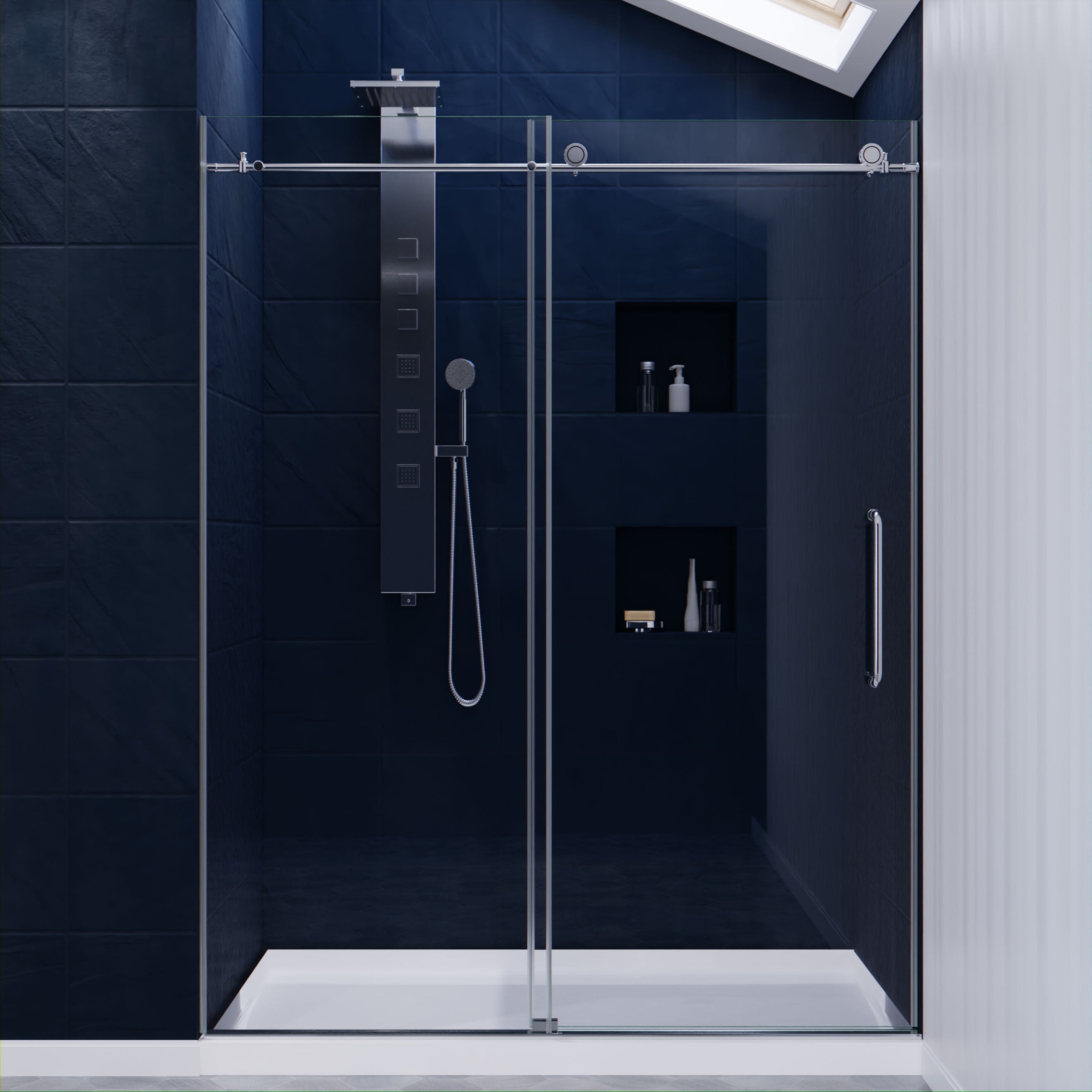ANZZI Series 60 in. by 76 in. Frameless Sliding Shower Door with Handle ANZZI