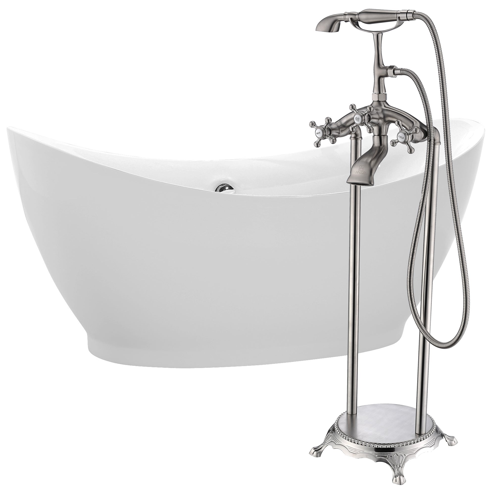 ANZZI  Reginald 68 in. Acrylic Soaking Bathtub with Tugela Faucet ANZZI