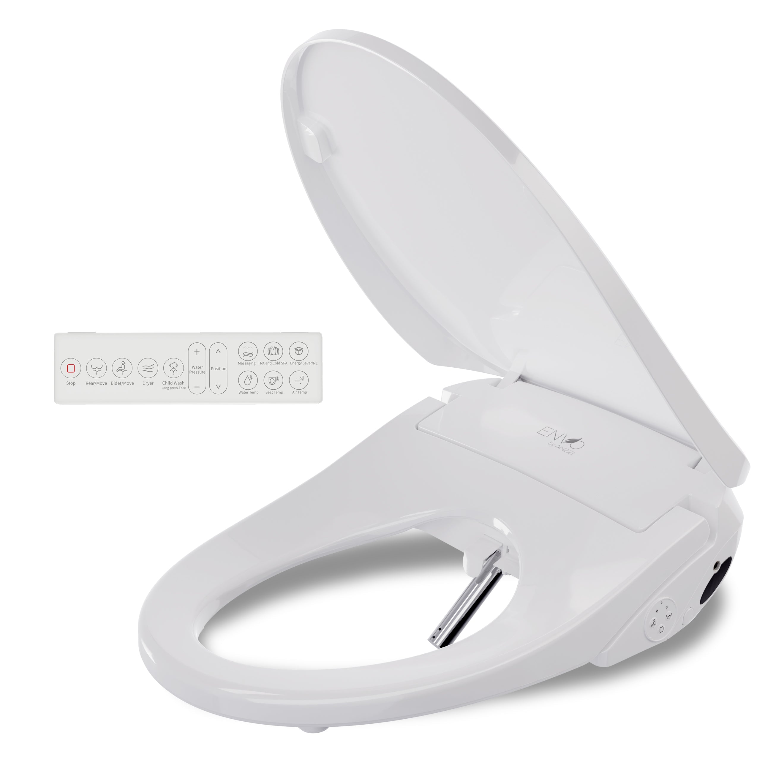 ANZZI  Lunar Elongated Smart Electric Bidet Toilet Seat with Remote Control, Heated Seat, Air Purifier, and Deodorizer ANZZI