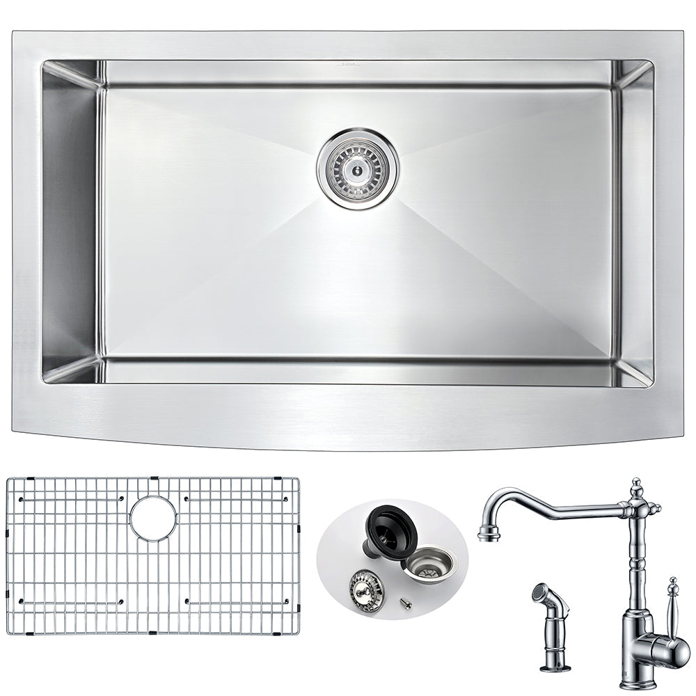 ANZZI  Elysian Farmhouse 32 in. Single Bowl Kitchen Sink with Locke Faucet ANZZI