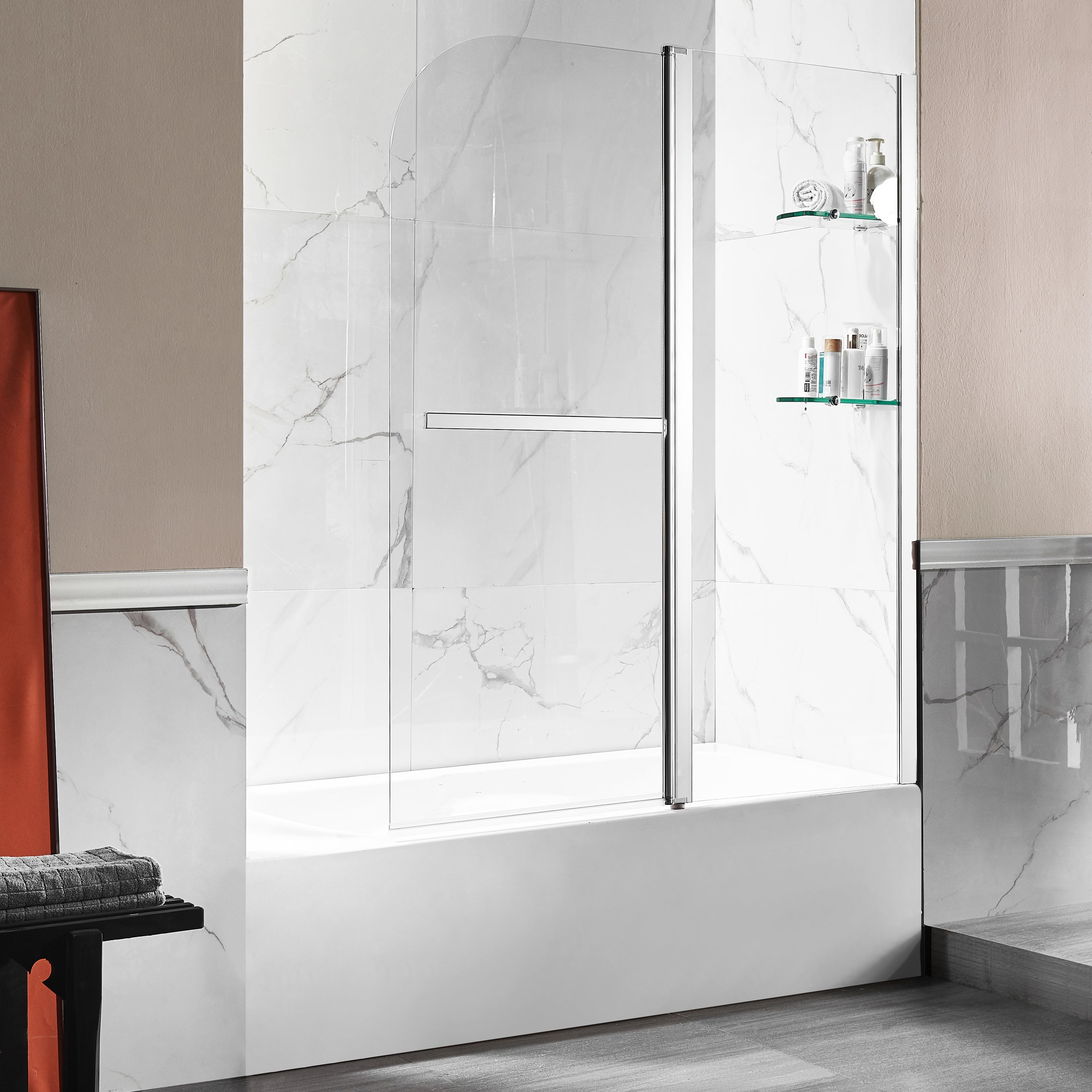 Anzzi 5 ft. Acrylic Rectangle Tub With 48 in. x 58 in. Frameless Tub Door ANZZI