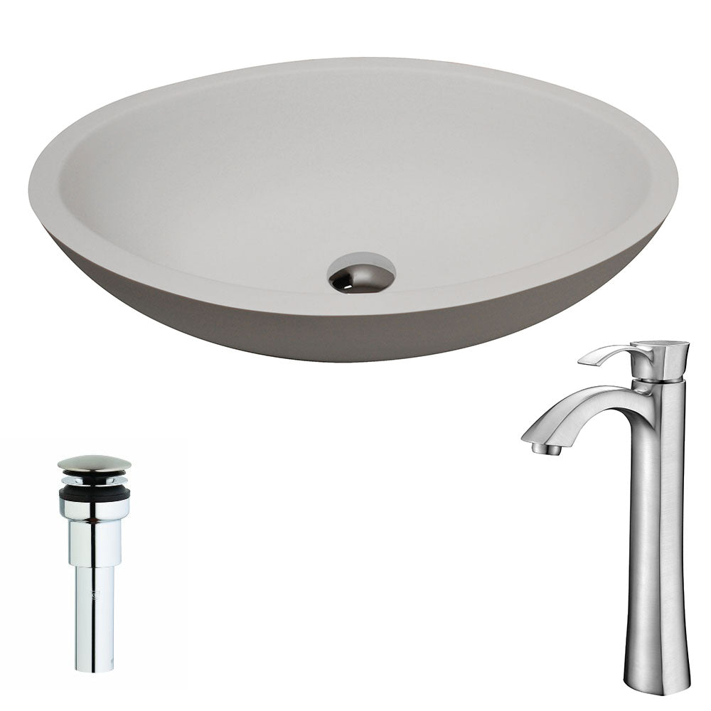 ANZZI  Maine Series 1-Piece Solid Surface Vessel Sink with Harmony Faucet ANZZI