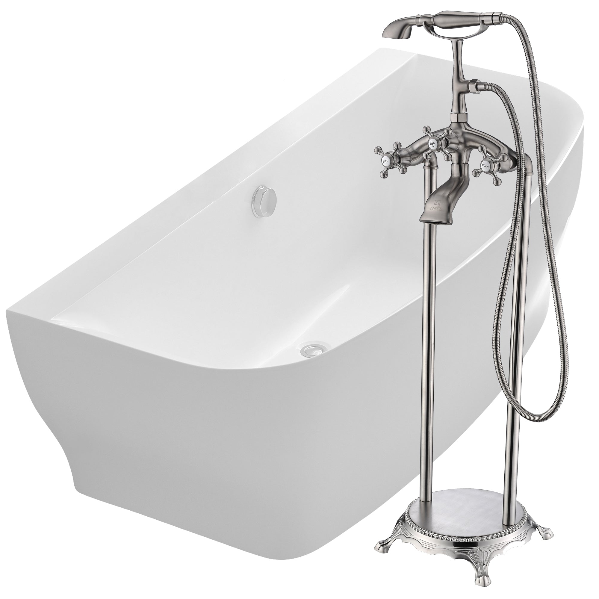ANZZI  Bank 64.9 in. Acrylic Flatbottom Bathtub with Tugela Faucet ANZZI