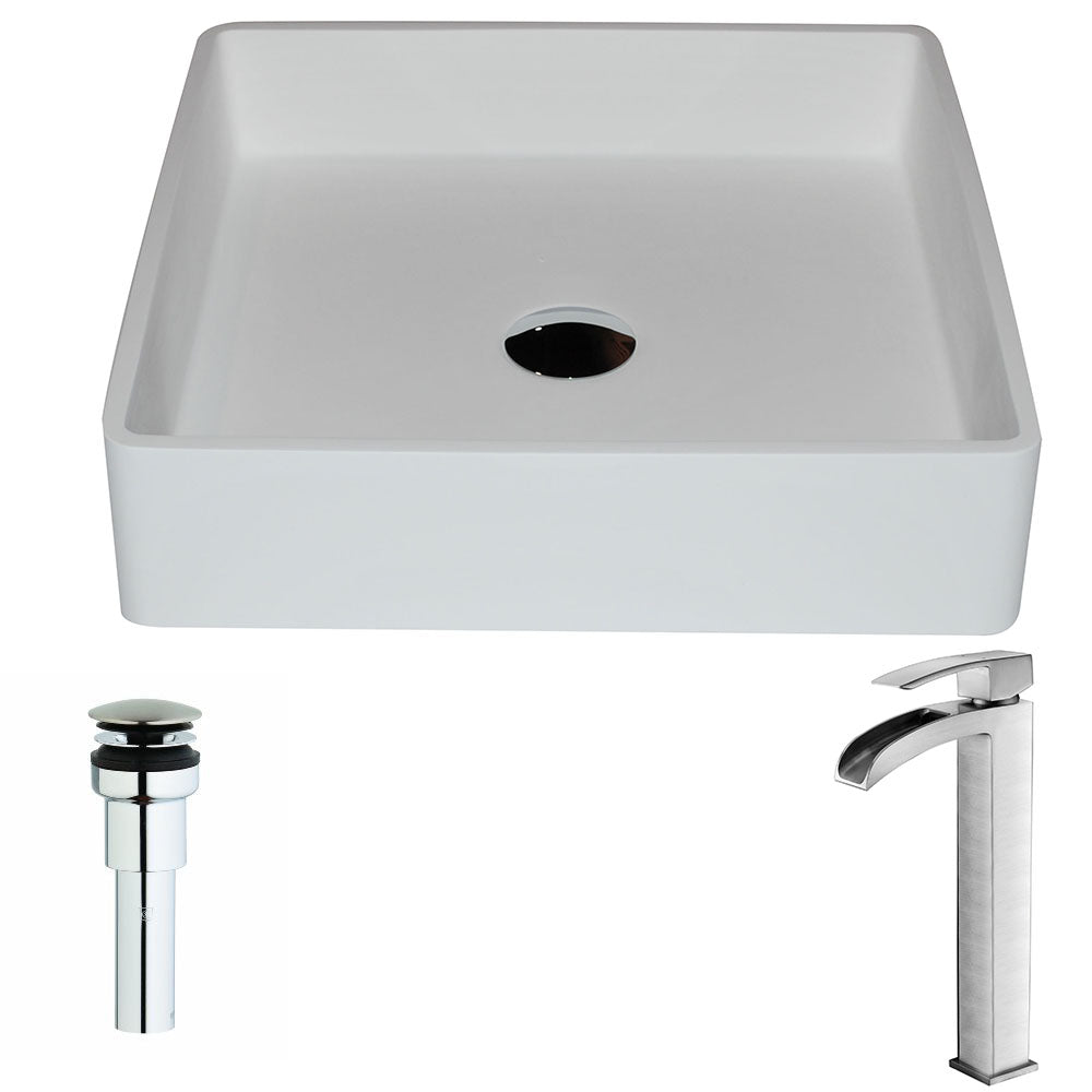 ANZZI  Passage Series 1-Piece Solid Surface Vessel Sink with Key Faucet ANZZI