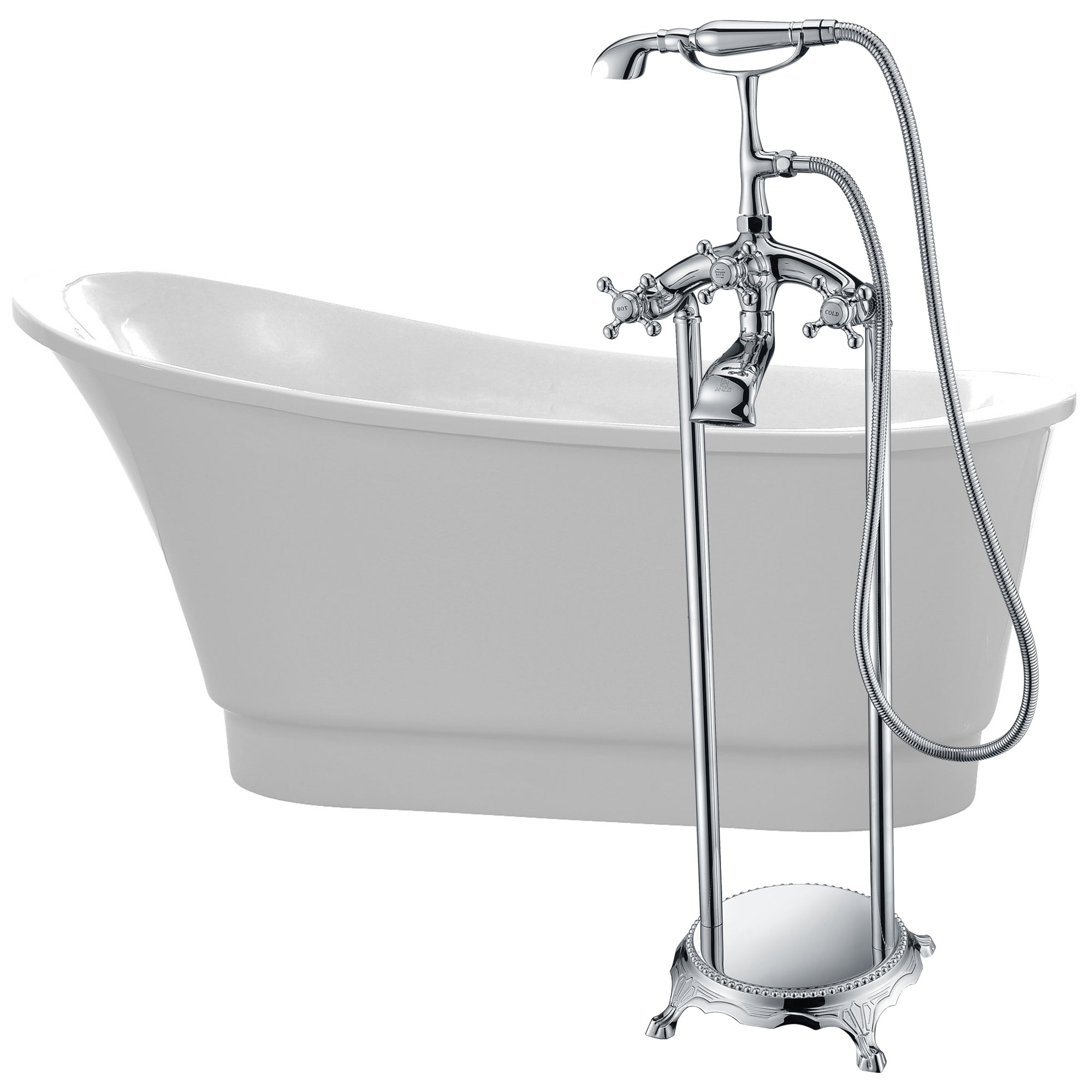 ANZZI  Prima 67 in. Acrylic Flatbottom Non-Whirlpool Bathtub with Tugela Faucet ANZZI