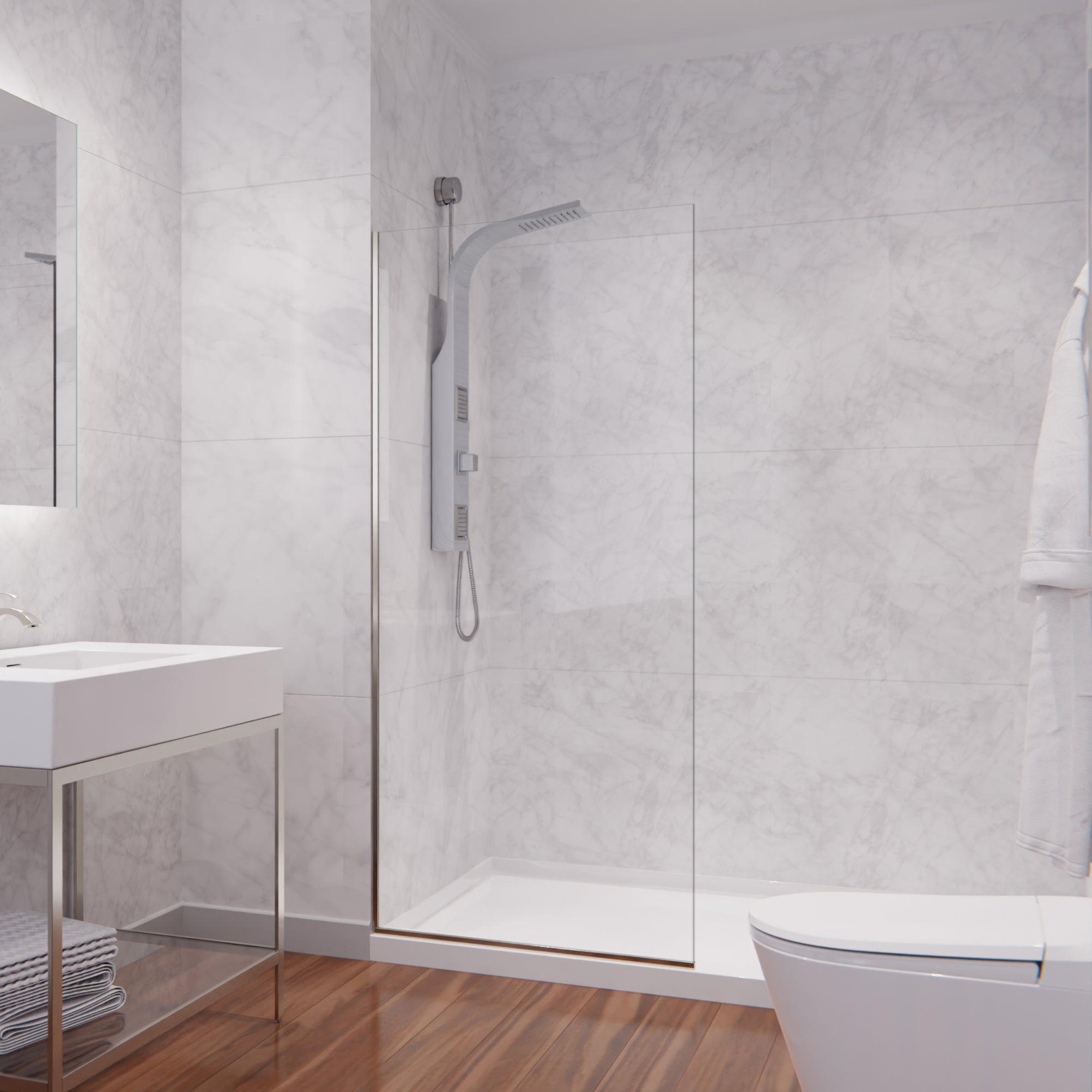 ANZZI  Veil Series 74 in. by 34 in. Framed Glass Shower Screen ANZZI