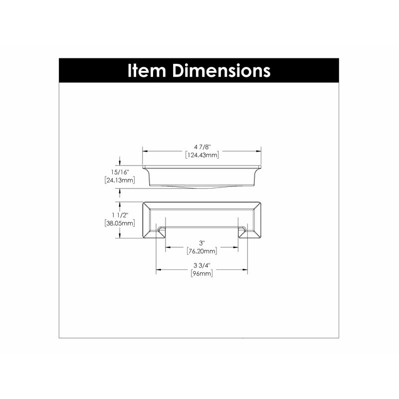 Hickory Hardware Studio Cup Pull 3 Inch & 3-3/4 Inch (96mm) Center to Center Hickory Hardware