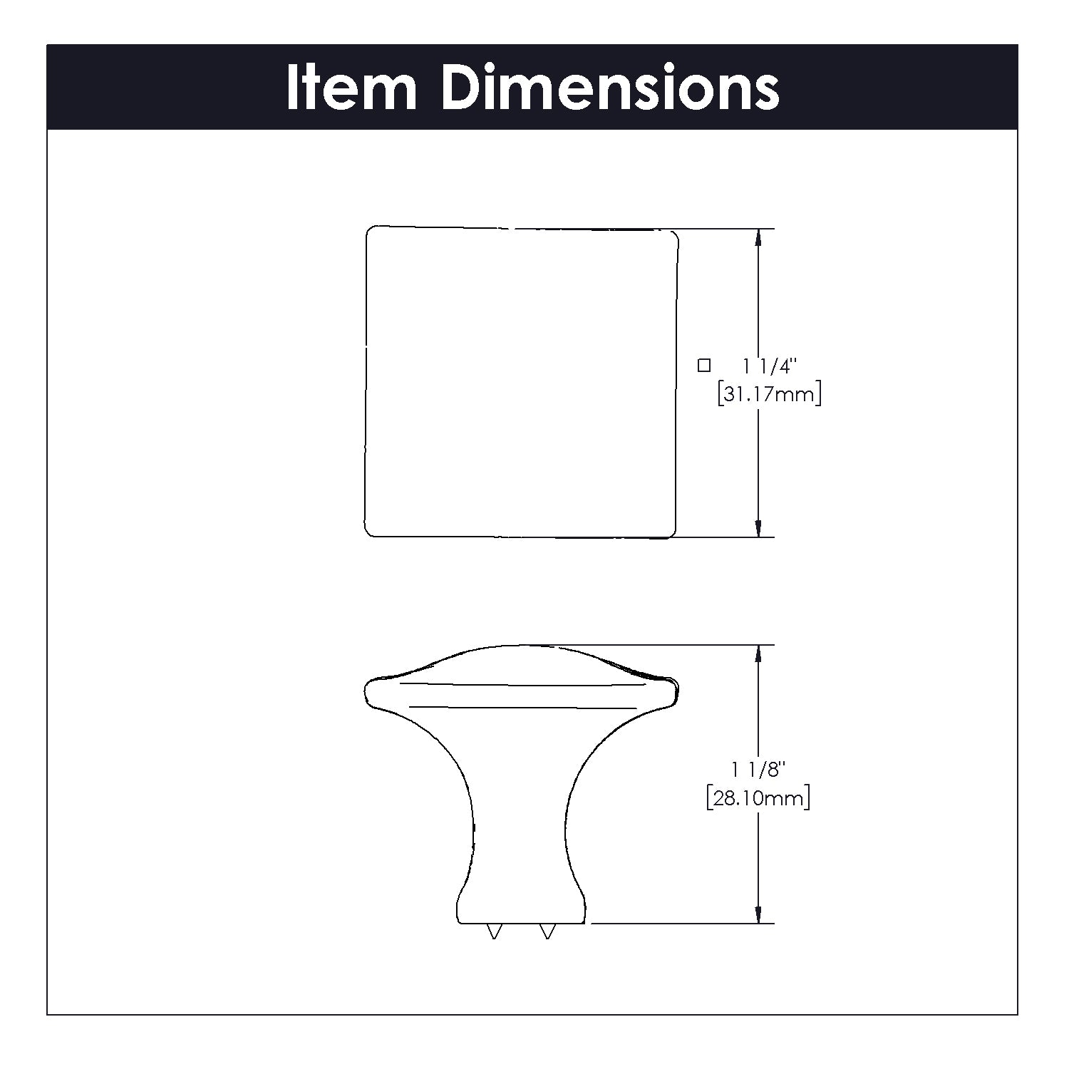 Hickory Hardware Craftsman Knob 1-1/4 Inch Square Hickory Hardware