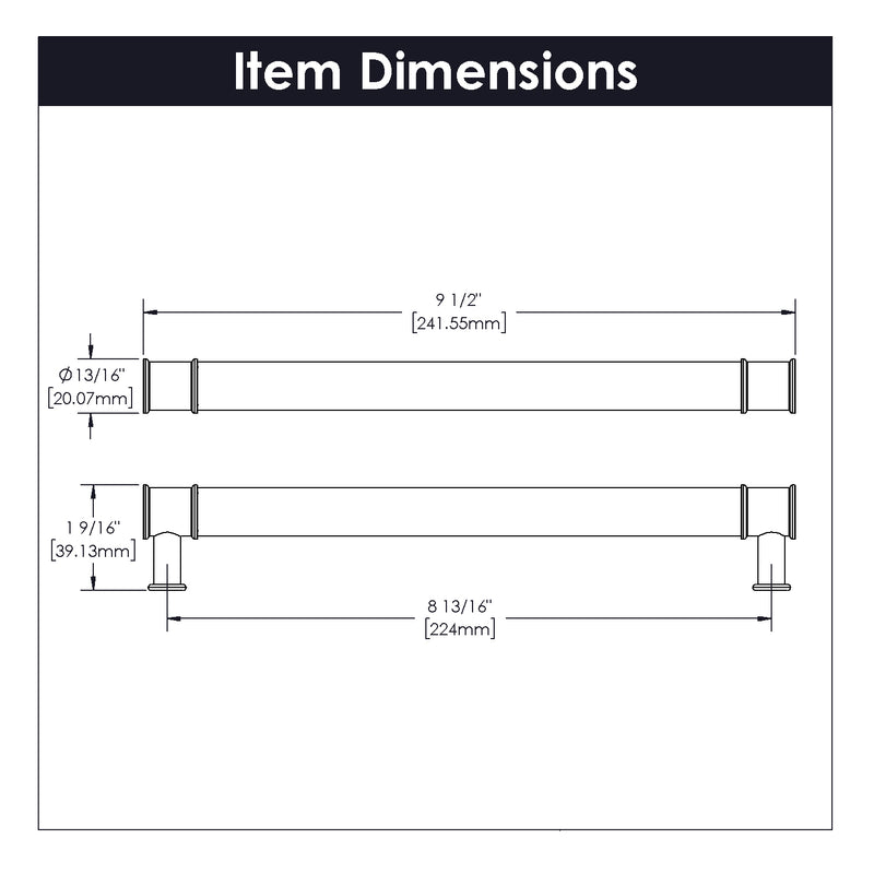 Hickory Hardware Midway Pull 8-13/16 Inch (224mm) Center to Center Hickory Hardware