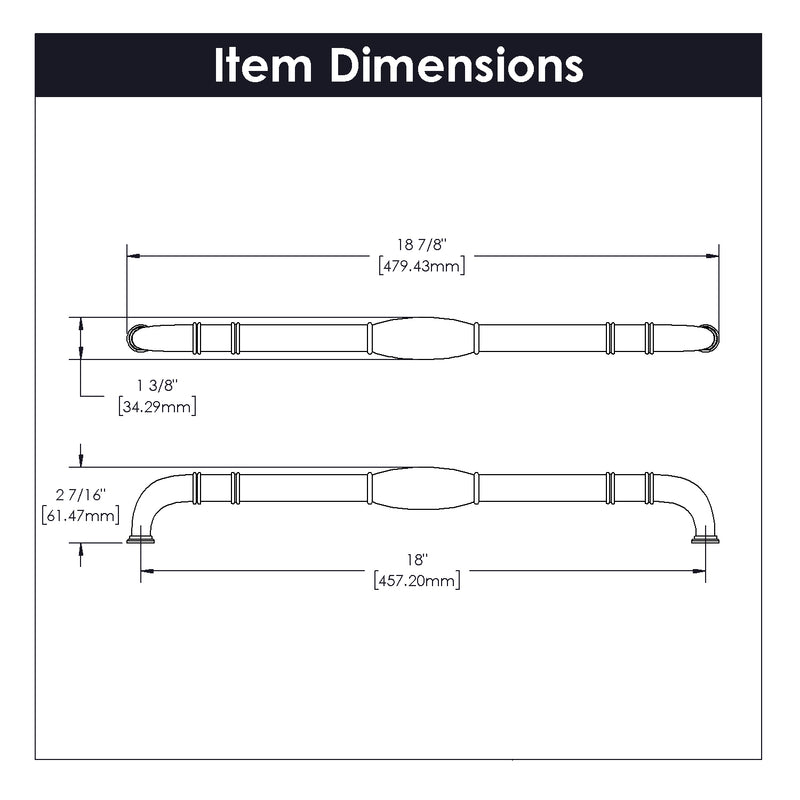 Hickory Hardware Williamsburg Appliance Pull 18 Inch Center to Center Hickory Hardware