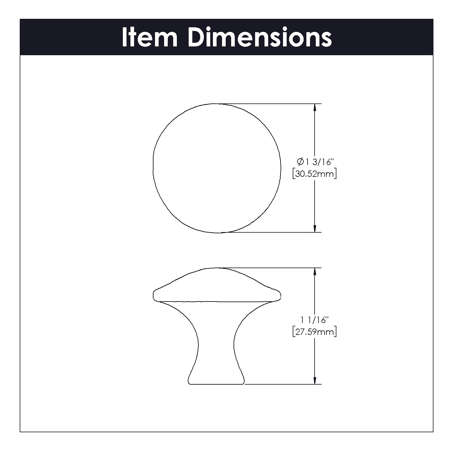 Hickory Hardware Craftsman Knob 1-1/4 Inch Diameter Hickory Hardware