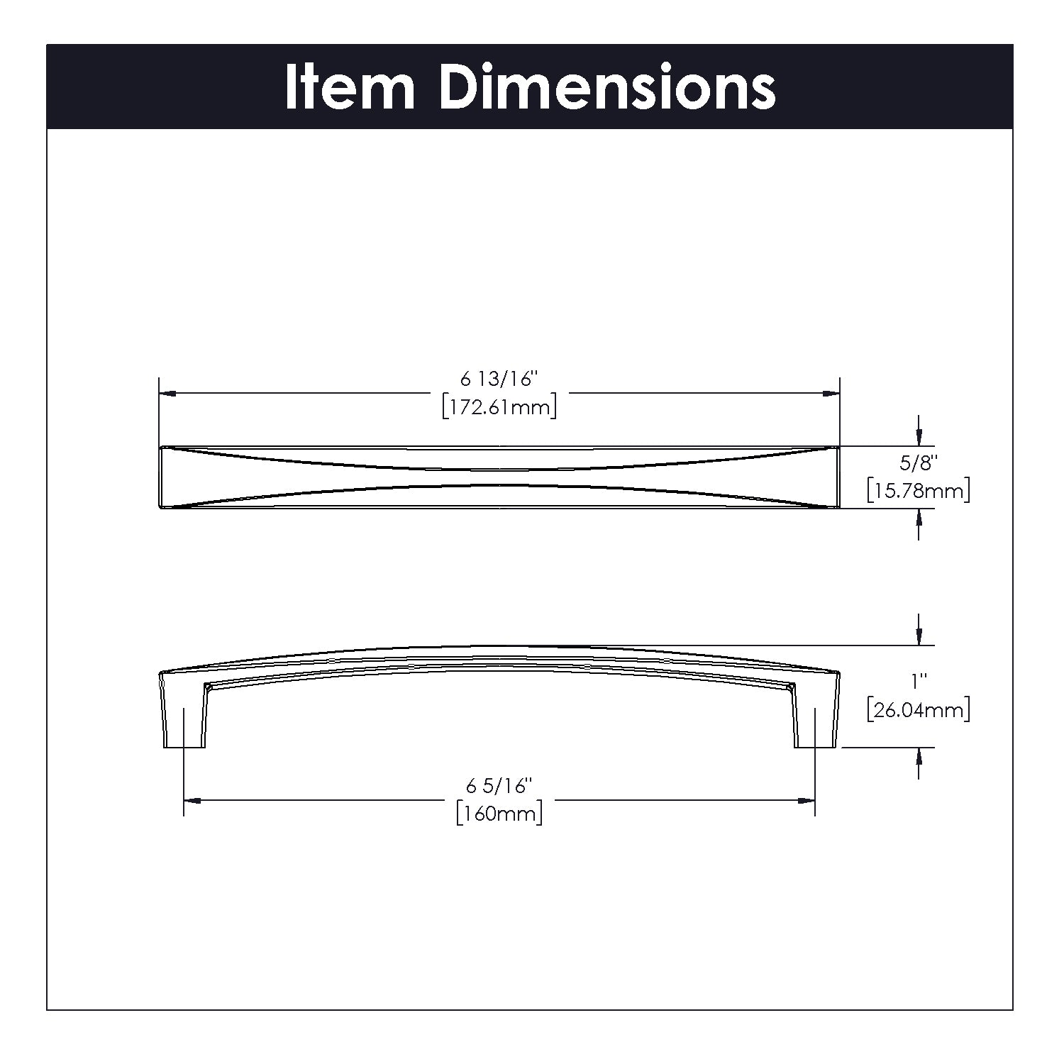 Hickory Hardware Crest Pull 6-5/16 Inch (160mm) Center to Center Hickory Hardware