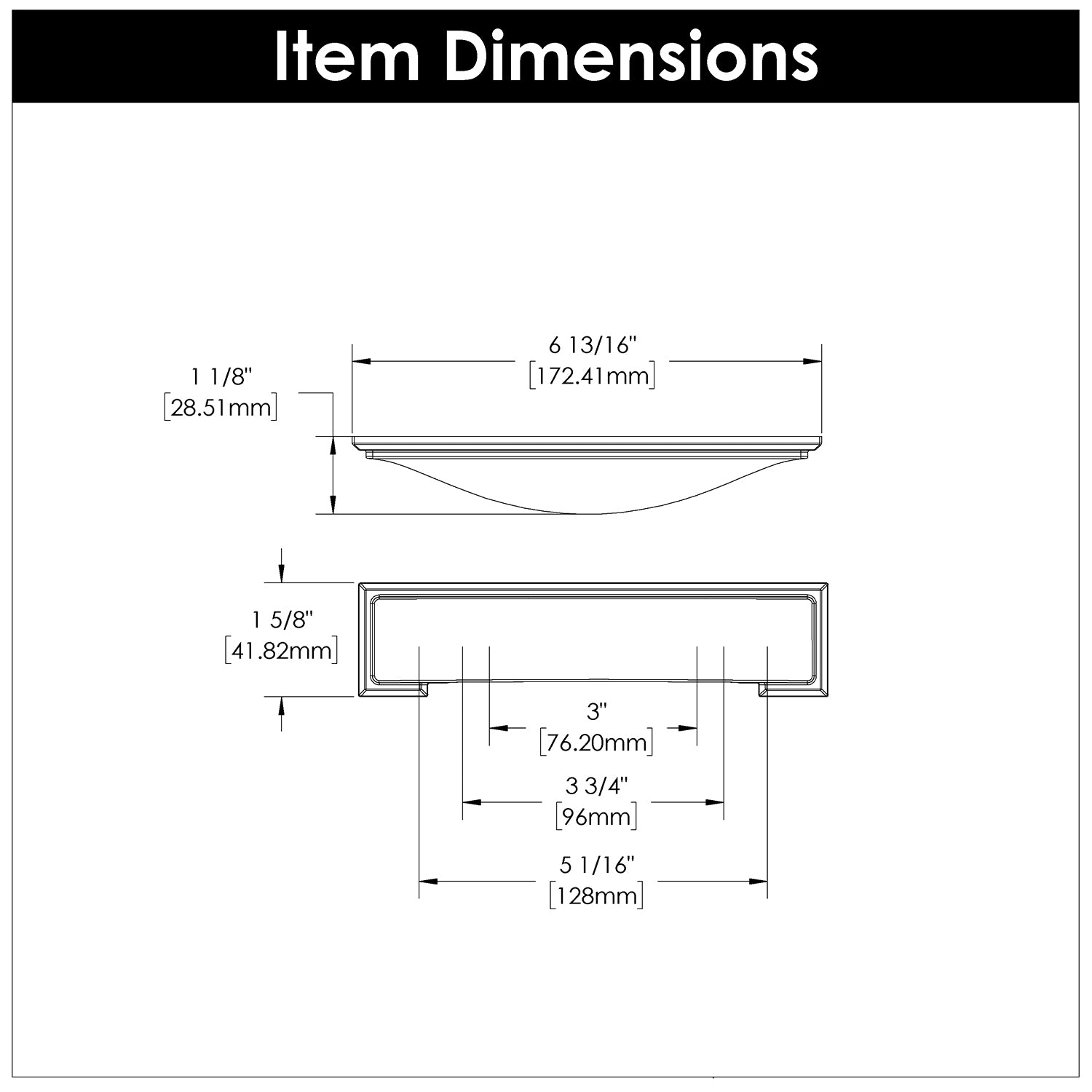 Hickory Hardware Dover Cup Pull 3 Inch, 3-3/4 Inch (96mm) & 5-1/16 Inch (128mm) Center to Center Hickory Hardware