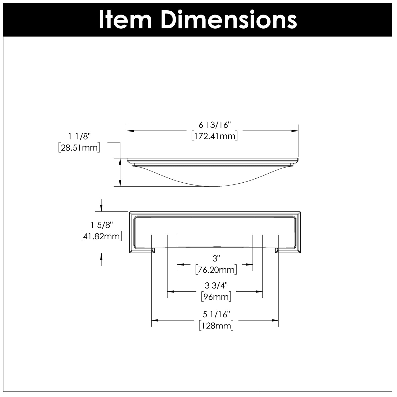 Hickory Hardware Dover Cup Pull 3 Inch, 3-3/4 Inch (96mm) & 5-1/16 Inch (128mm) Center to Center Hickory Hardware